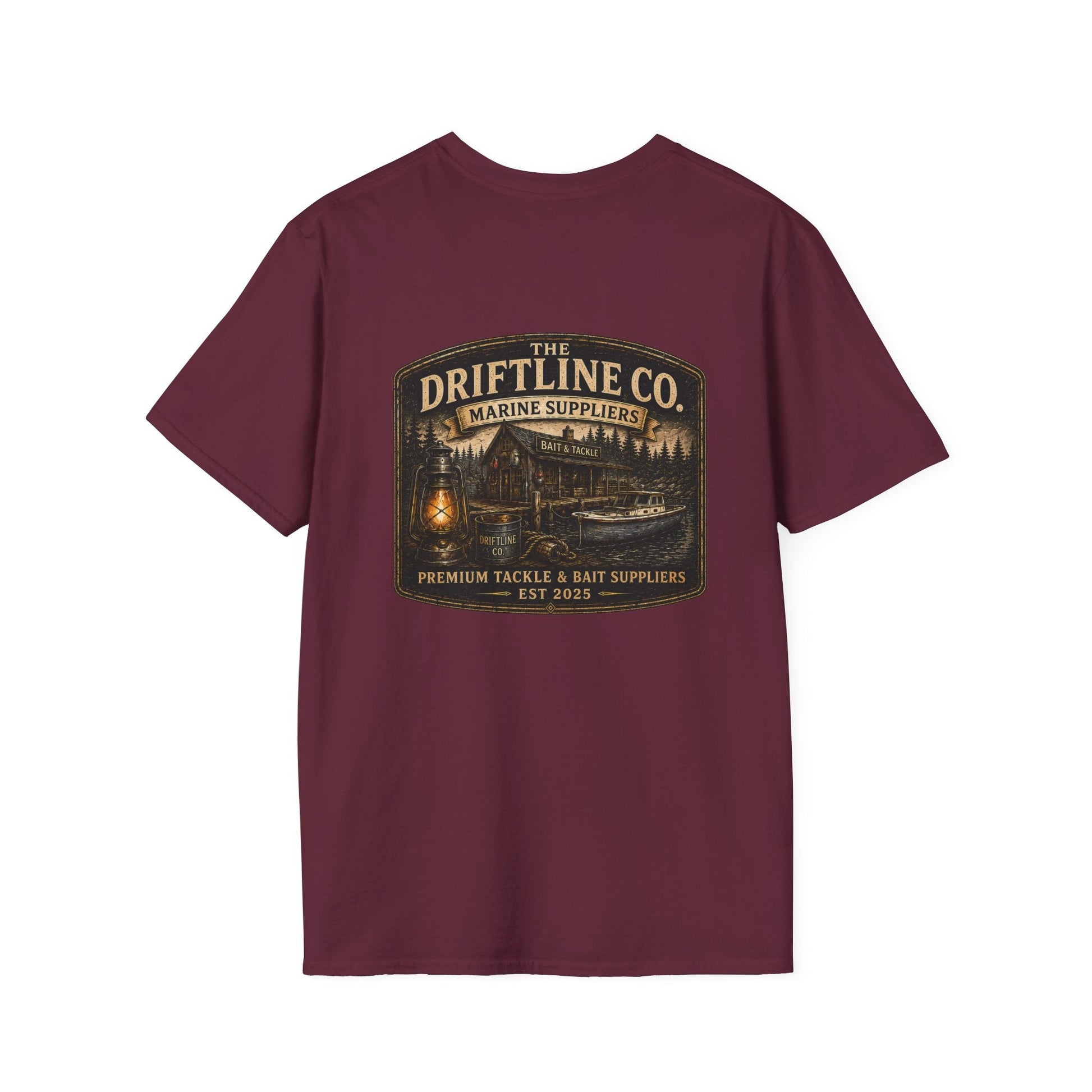 The Driftline Company Marine Suppliers Premium Tackle & Bait Premium Back Print T-Shirt - SJM Print Store