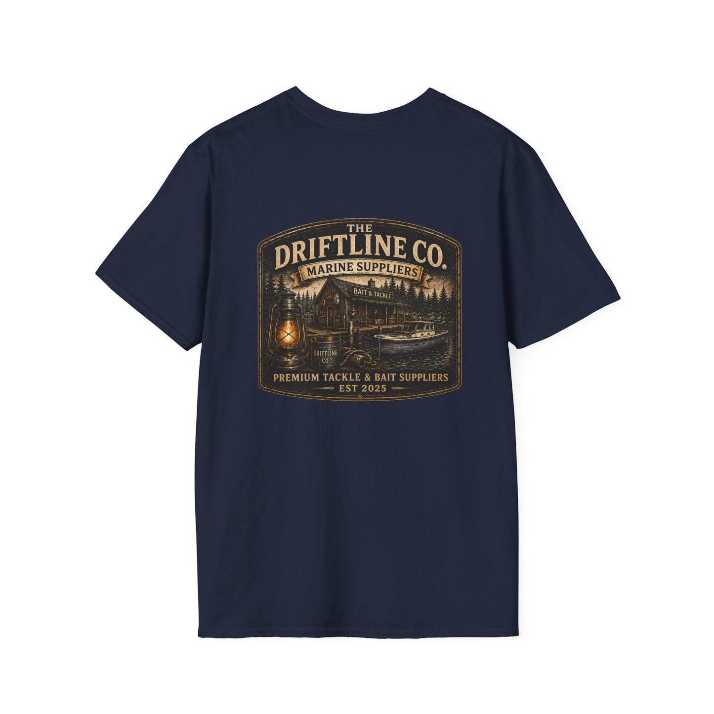 The Driftline Company Marine Suppliers Premium Tackle & Bait Premium Back Print T-Shirt - SJM Print Store