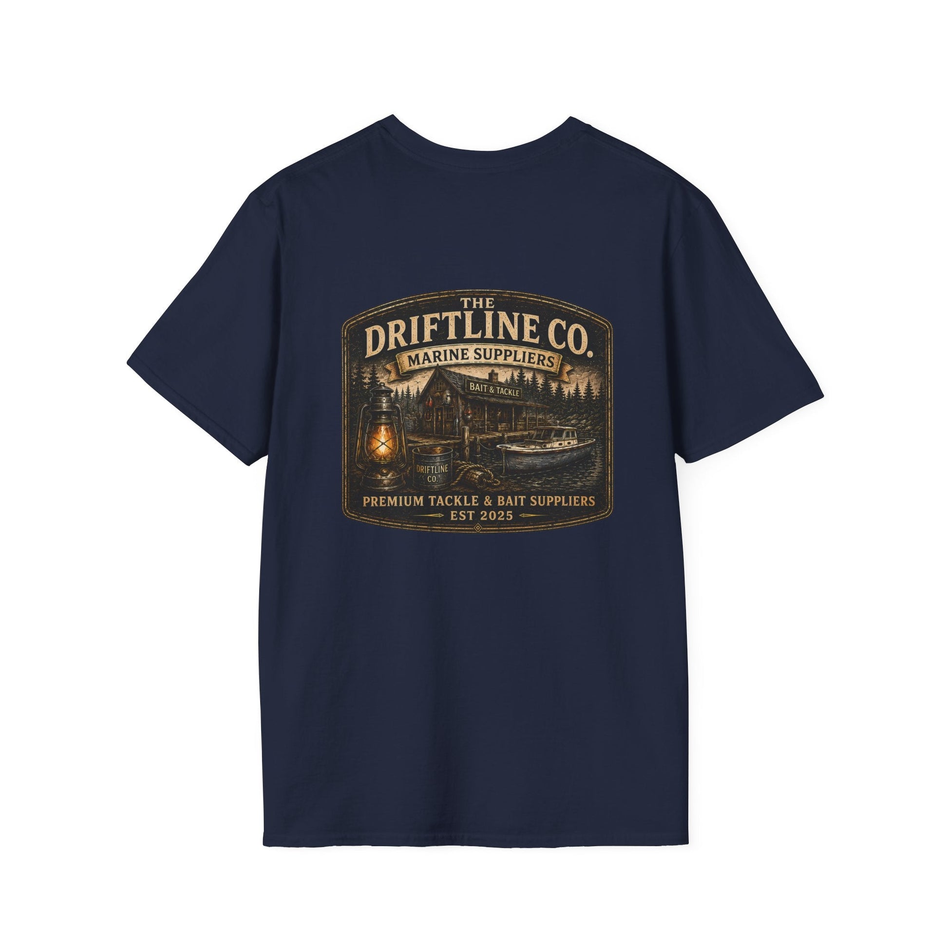 The Driftline Company Marine Suppliers Premium Tackle & Bait Premium Back Print T-Shirt - SJM Print Store