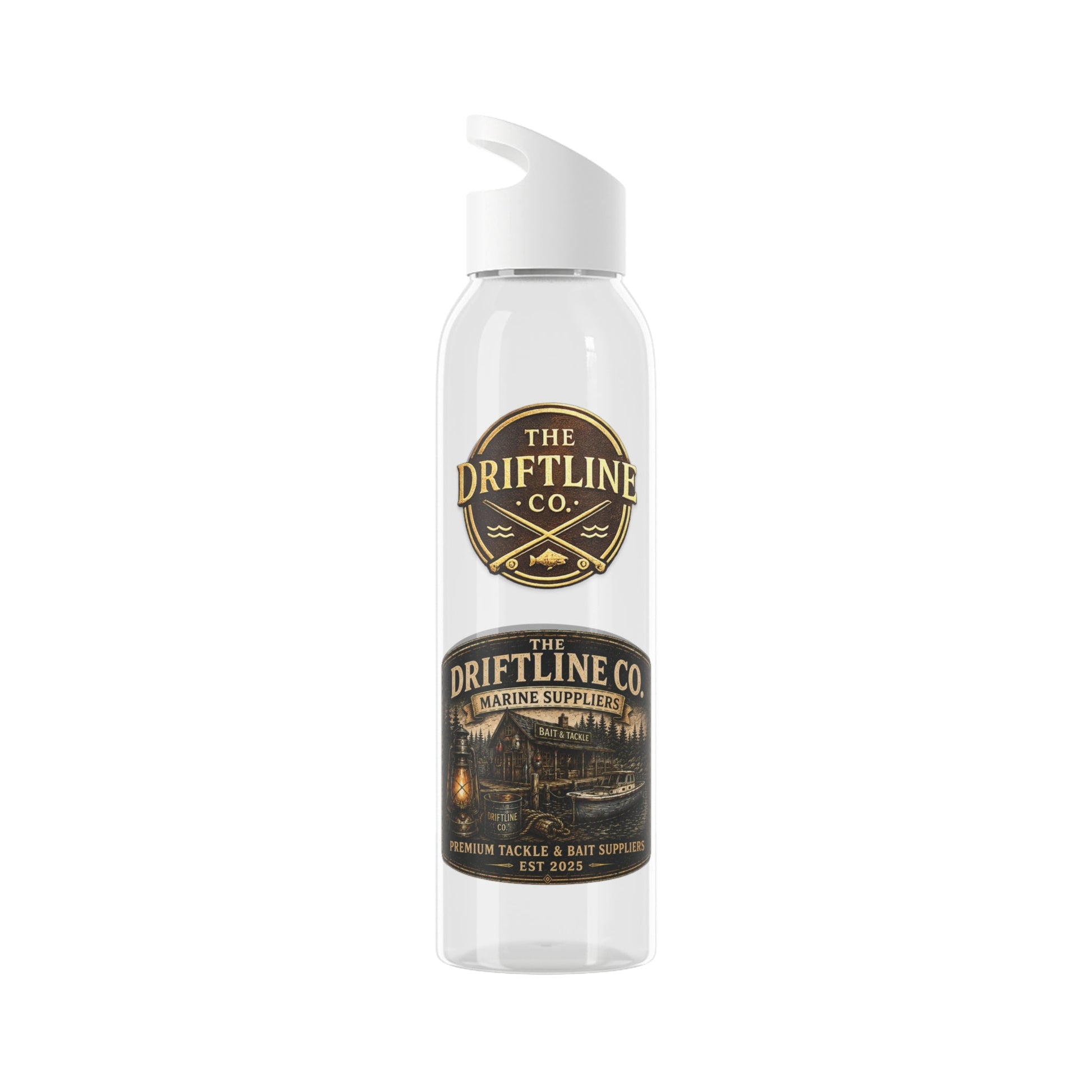 The Driftline Company Marine Suppliers Premium Tackle & Bait Sports Water Bottle - SJM Print Store