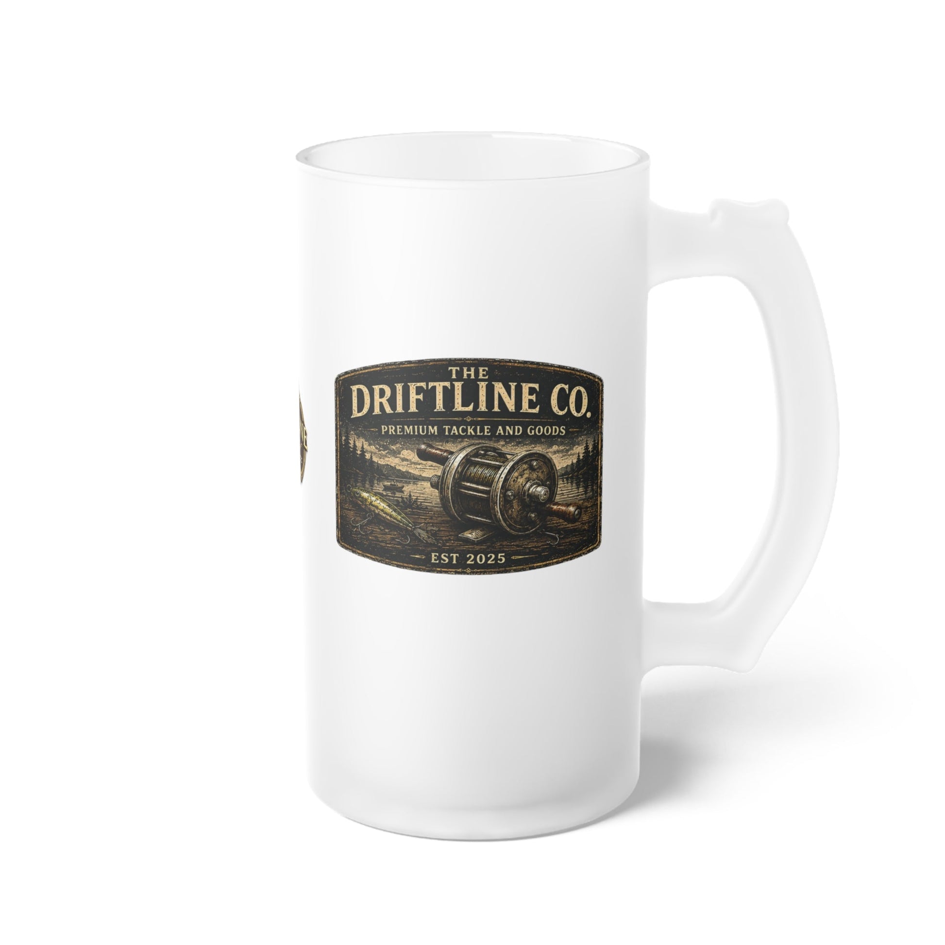 The Driftline Company Premium Tackle & Goods Frosted Glass Tankard | Fishing Beer Mug - SJM Print Store