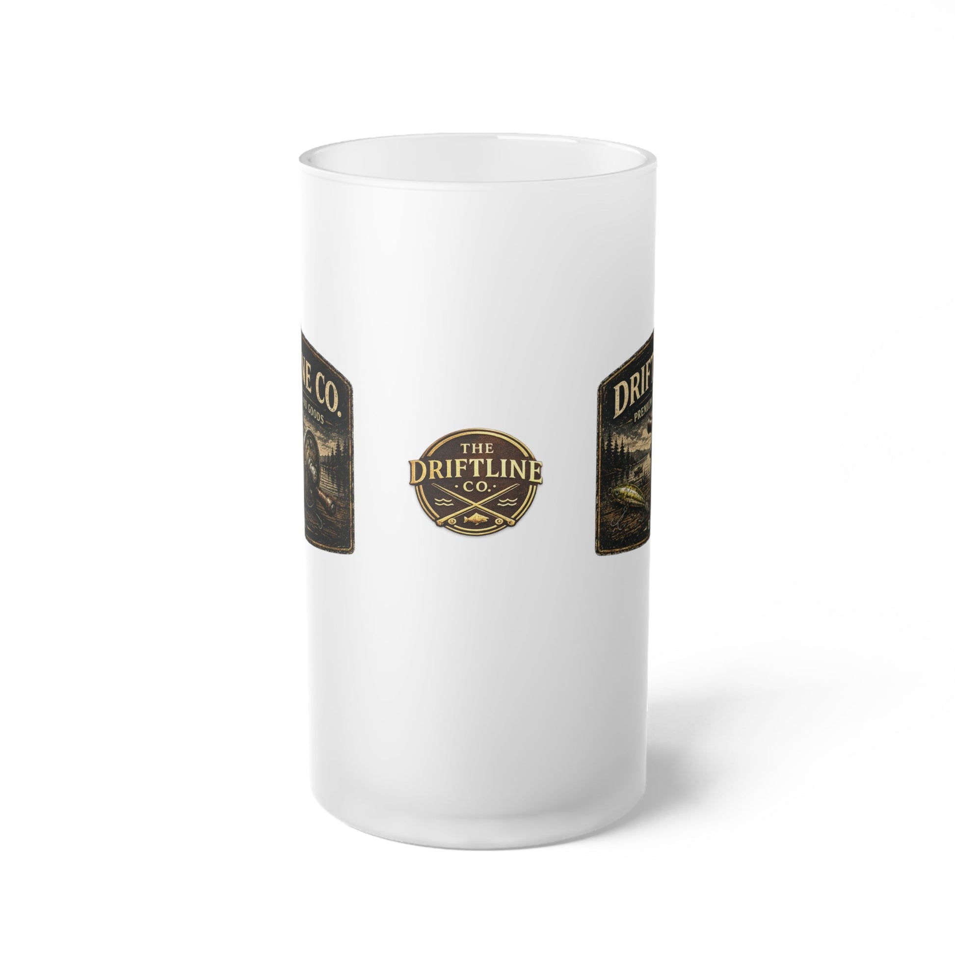 The Driftline Company Premium Tackle & Goods Frosted Glass Tankard | Fishing Beer Mug - SJM Print Store