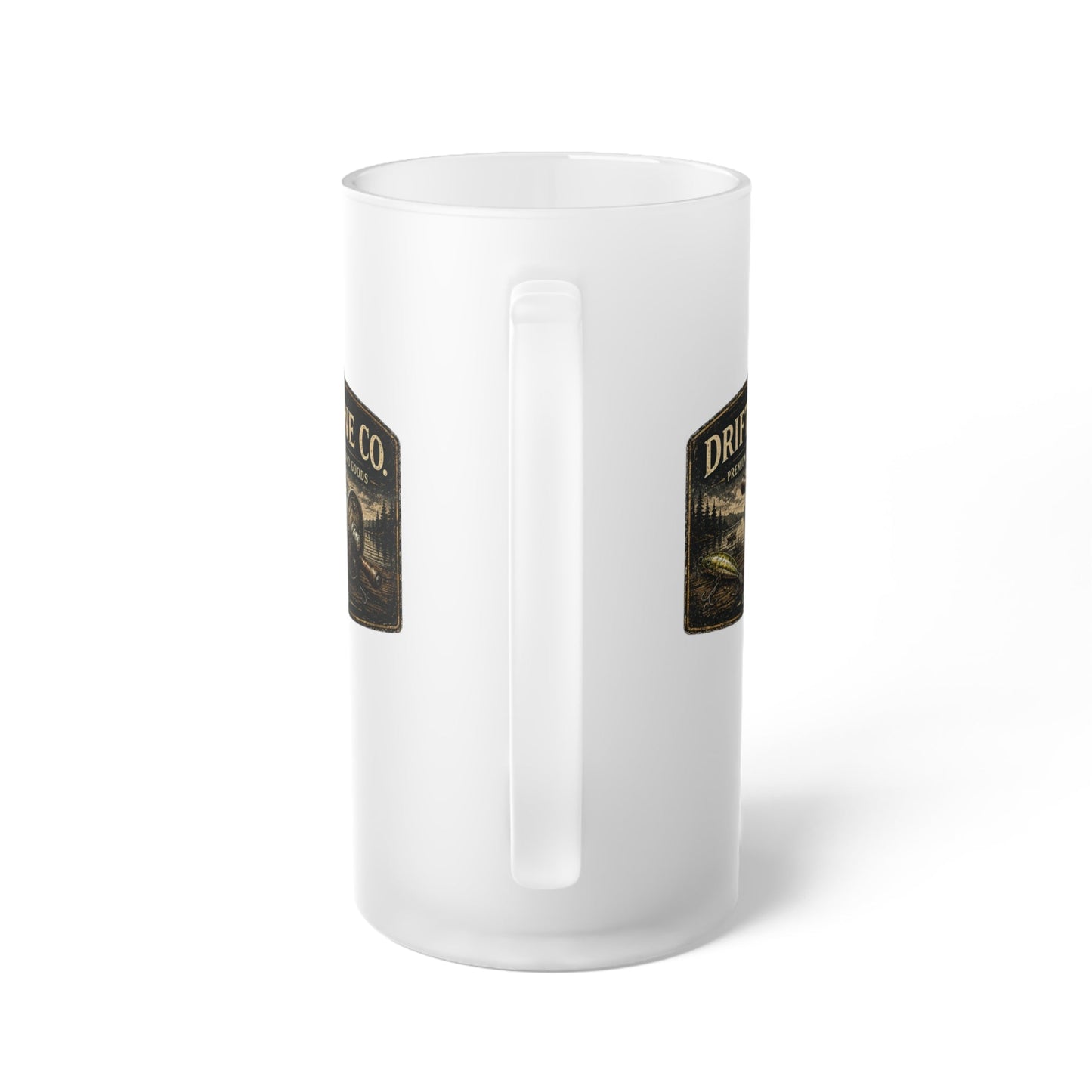 The Driftline Company Premium Tackle & Goods Frosted Glass Tankard | Fishing Beer Mug - SJM Print Store