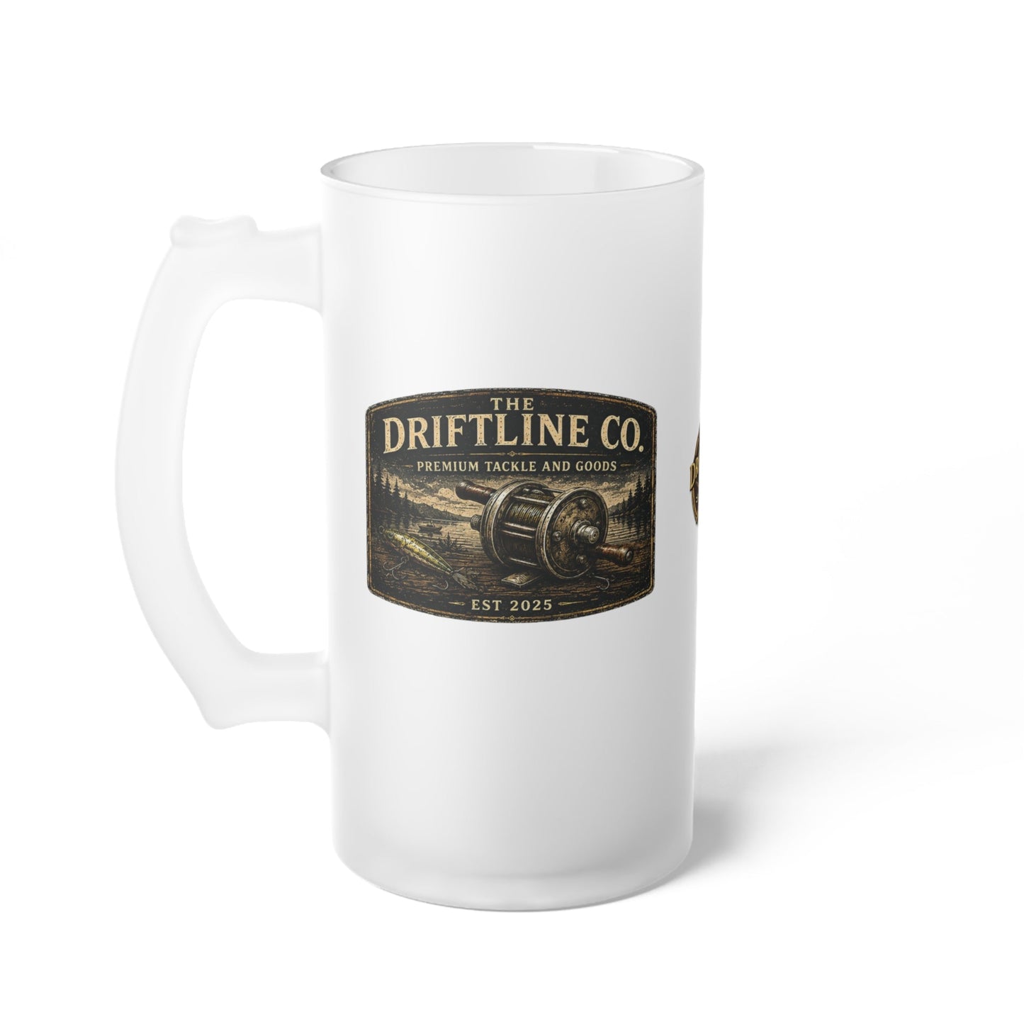 The Driftline Company Premium Tackle & Goods Frosted Glass Tankard | Fishing Beer Mug - SJM Print Store