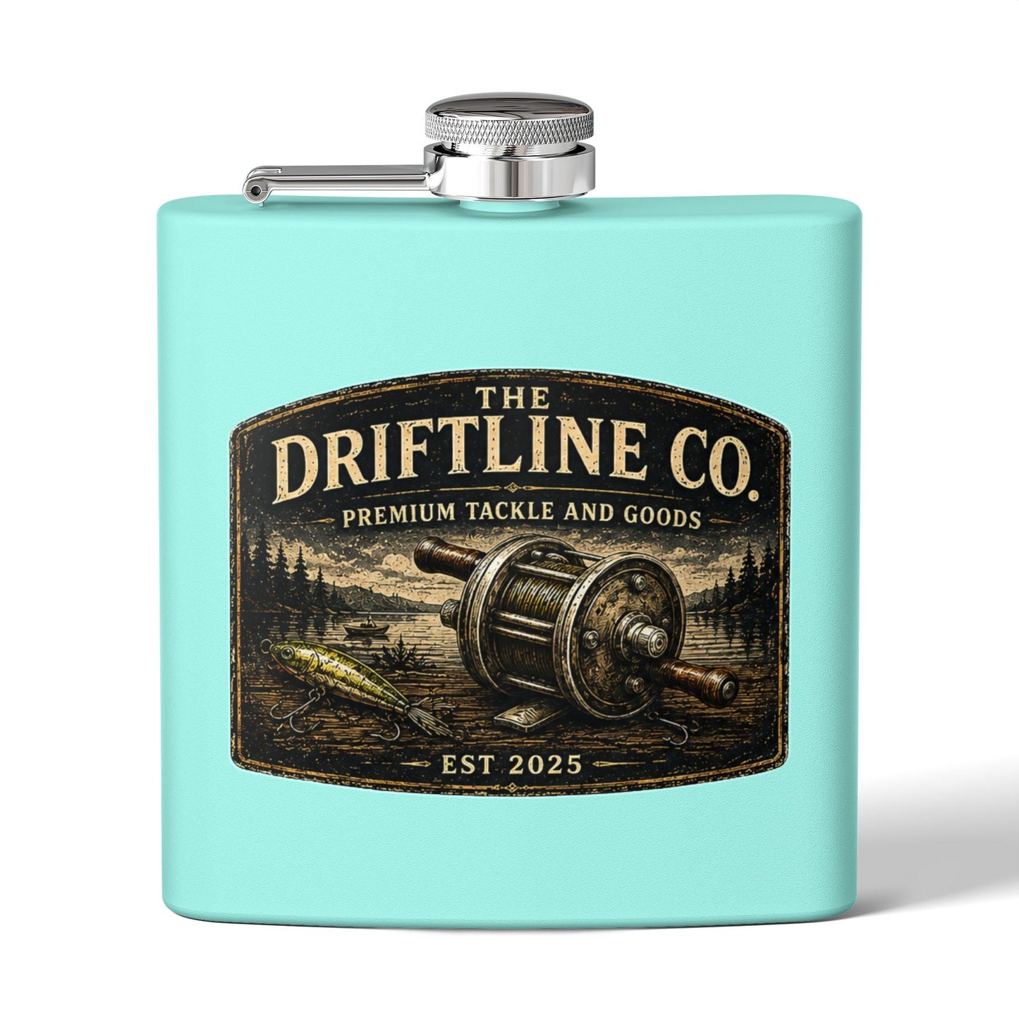 The Driftline Company Premium Tackle & Goods Hip Flask | Stainless Steel Fishing Flask - SJM Print Store