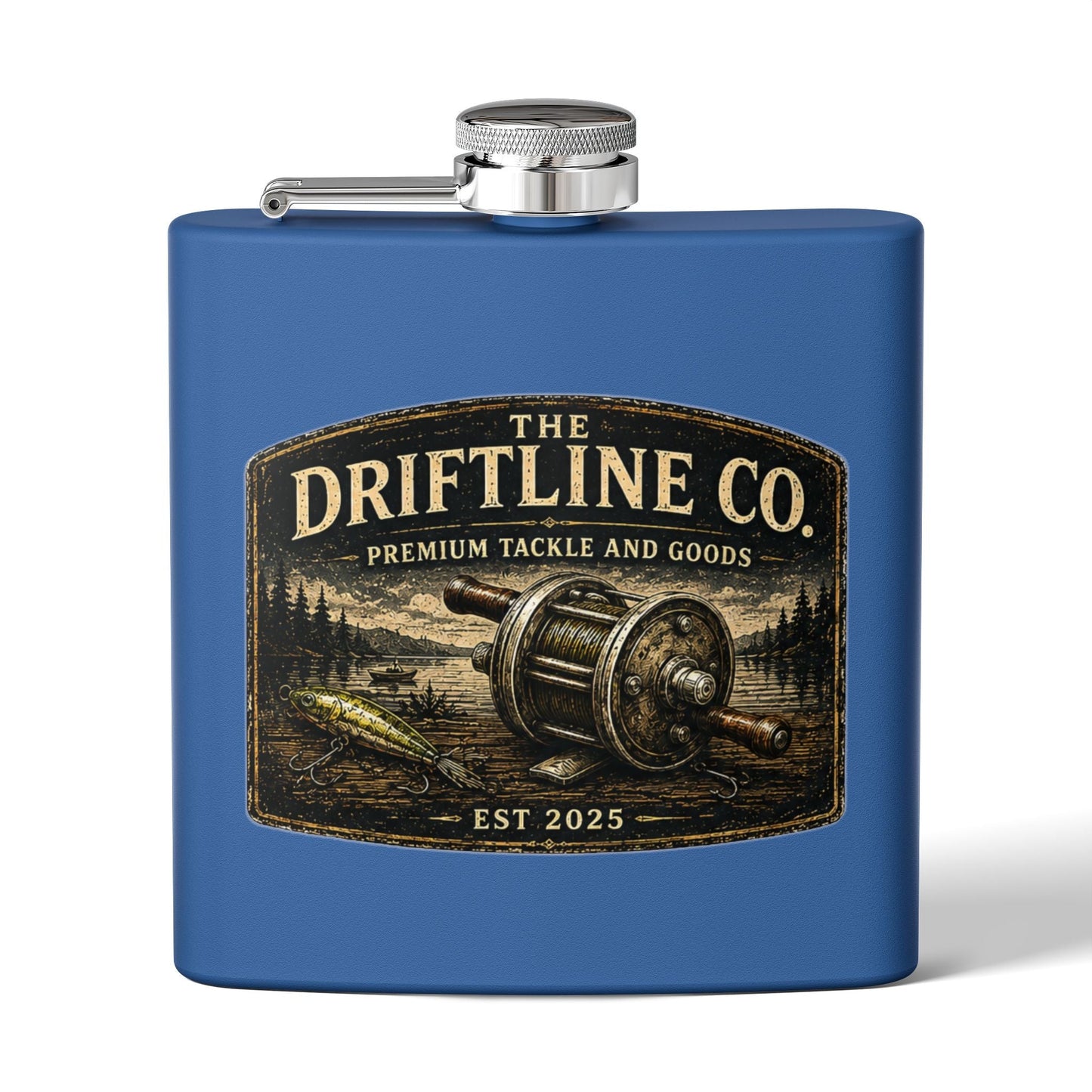 The Driftline Company Premium Tackle & Goods Hip Flask | Stainless Steel Fishing Flask - SJM Print Store