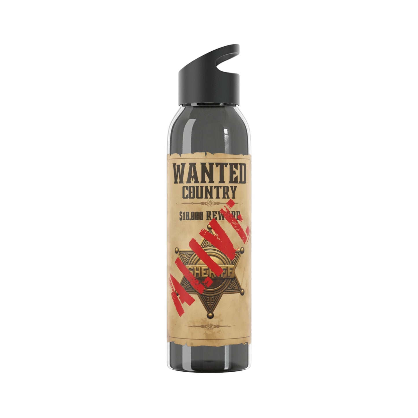 Wanted Poster Water Bottle | Vintage Style Country Themed Wanted Design - SJM Print Store
