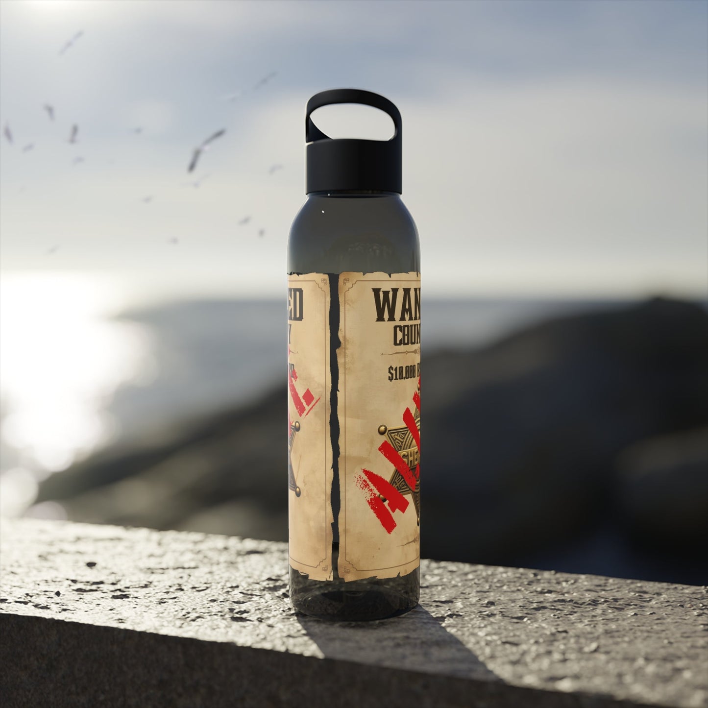 Wanted Poster Water Bottle | Vintage Style Country Themed Wanted Design - SJM Print Store