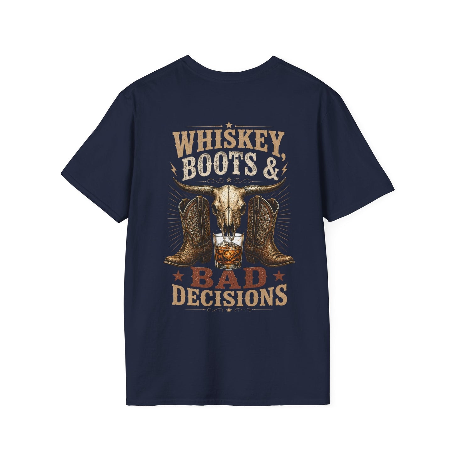 Whiskey, Boots & Bad Decisions Distressed design T-shirt - SJM Print Store