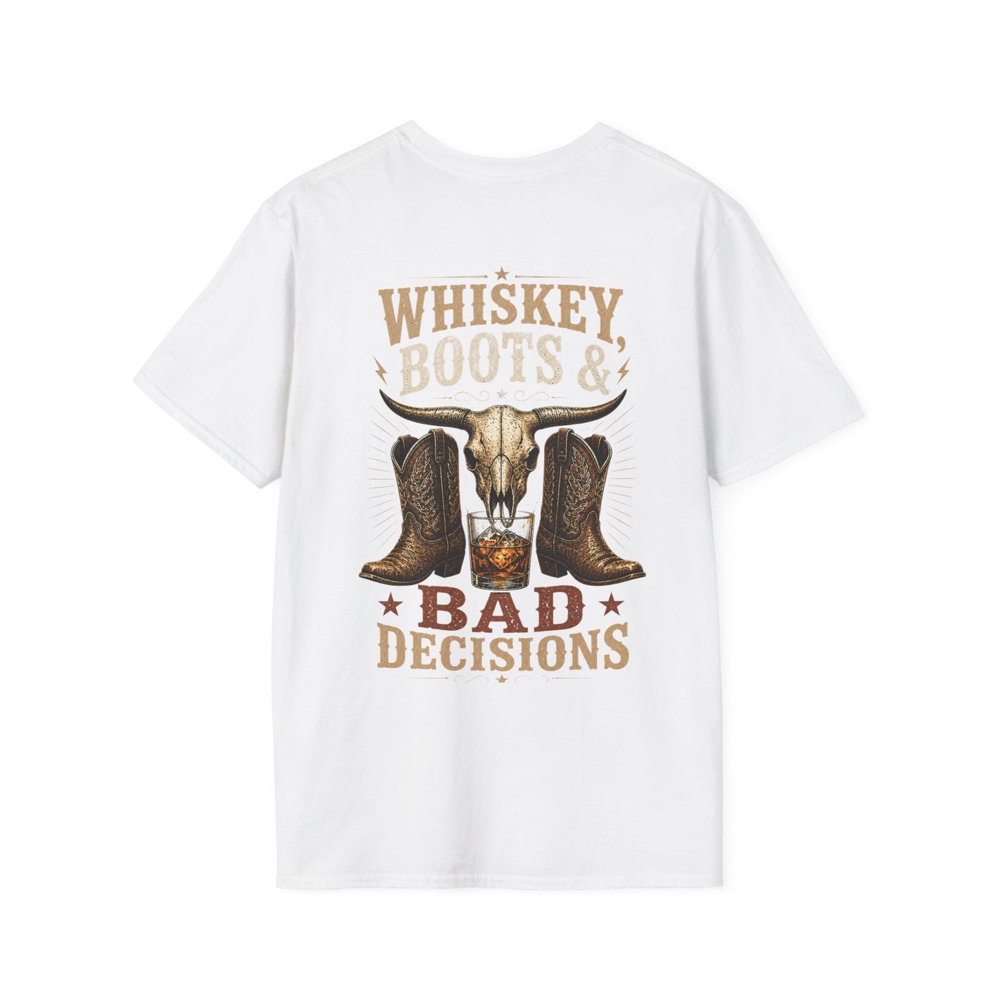 Whiskey, Boots & Bad Decisions Distressed design T-shirt - SJM Print Store