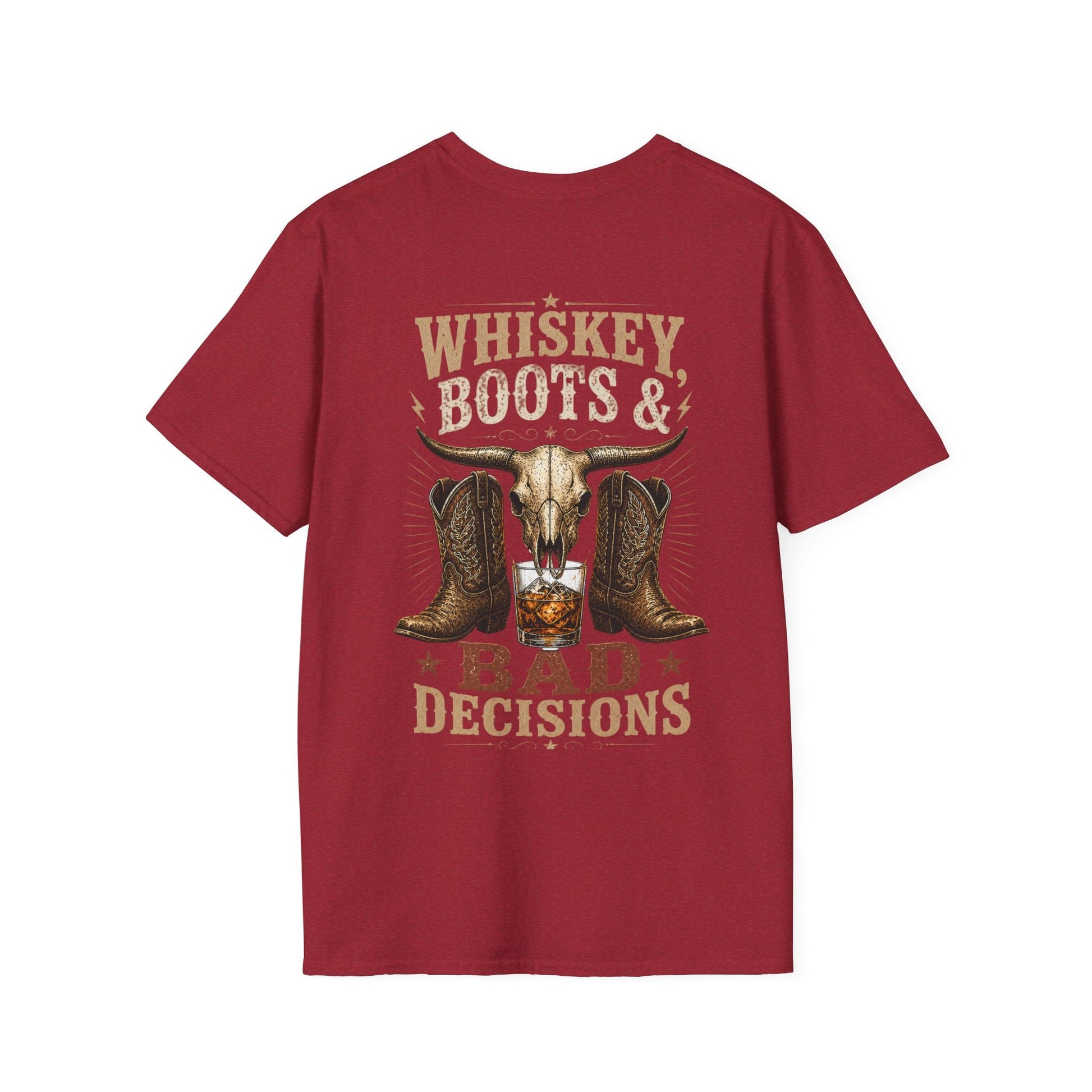 Whiskey, Boots & Bad Decisions Distressed design T-shirt - SJM Print Store