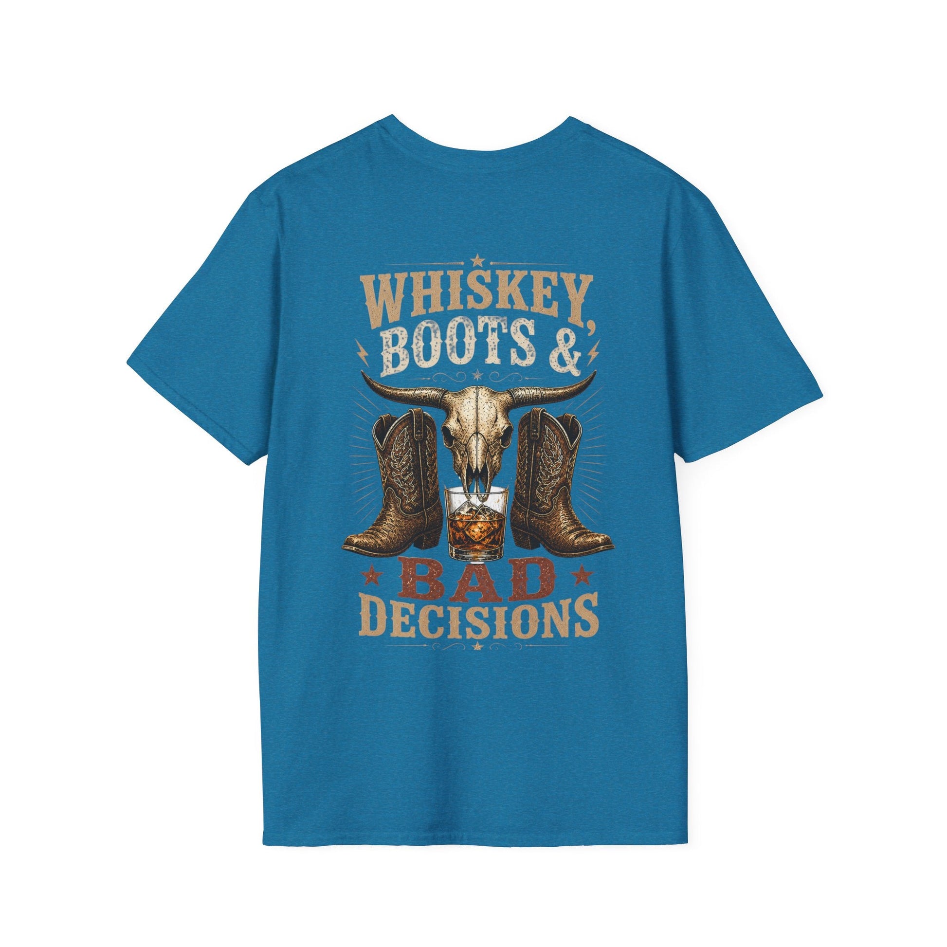 Whiskey, Boots & Bad Decisions Distressed design T-shirt - SJM Print Store