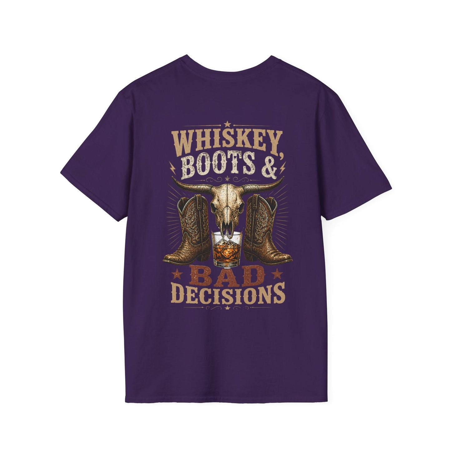 Whiskey, Boots & Bad Decisions Distressed design T-shirt - SJM Print Store