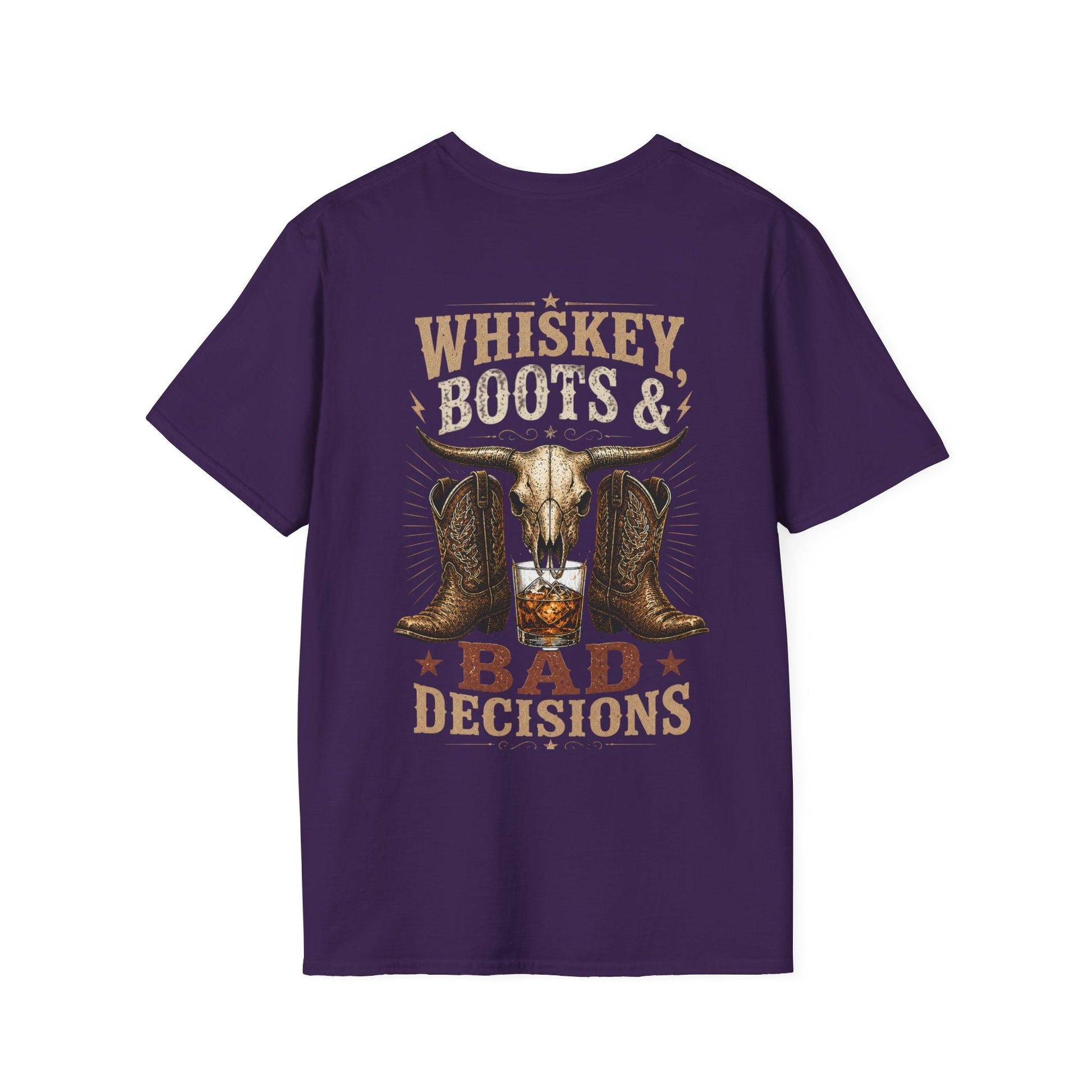 Whiskey, Boots & Bad Decisions Distressed design T-shirt - SJM Print Store