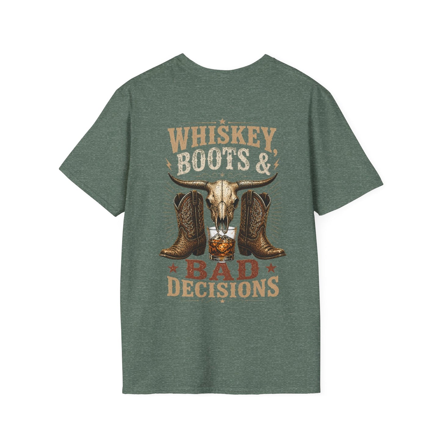 Whiskey, Boots & Bad Decisions Distressed design T-shirt - SJM Print Store