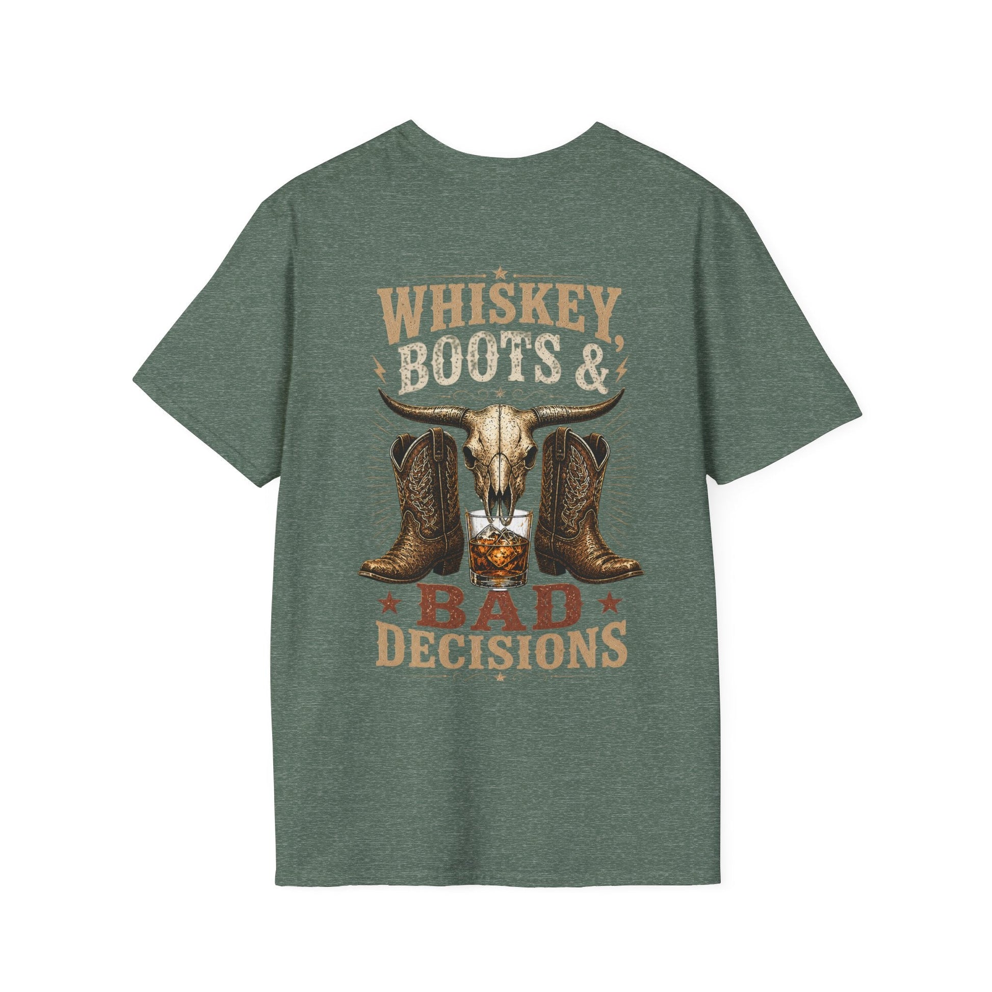 Whiskey, Boots & Bad Decisions Distressed design T-shirt - SJM Print Store