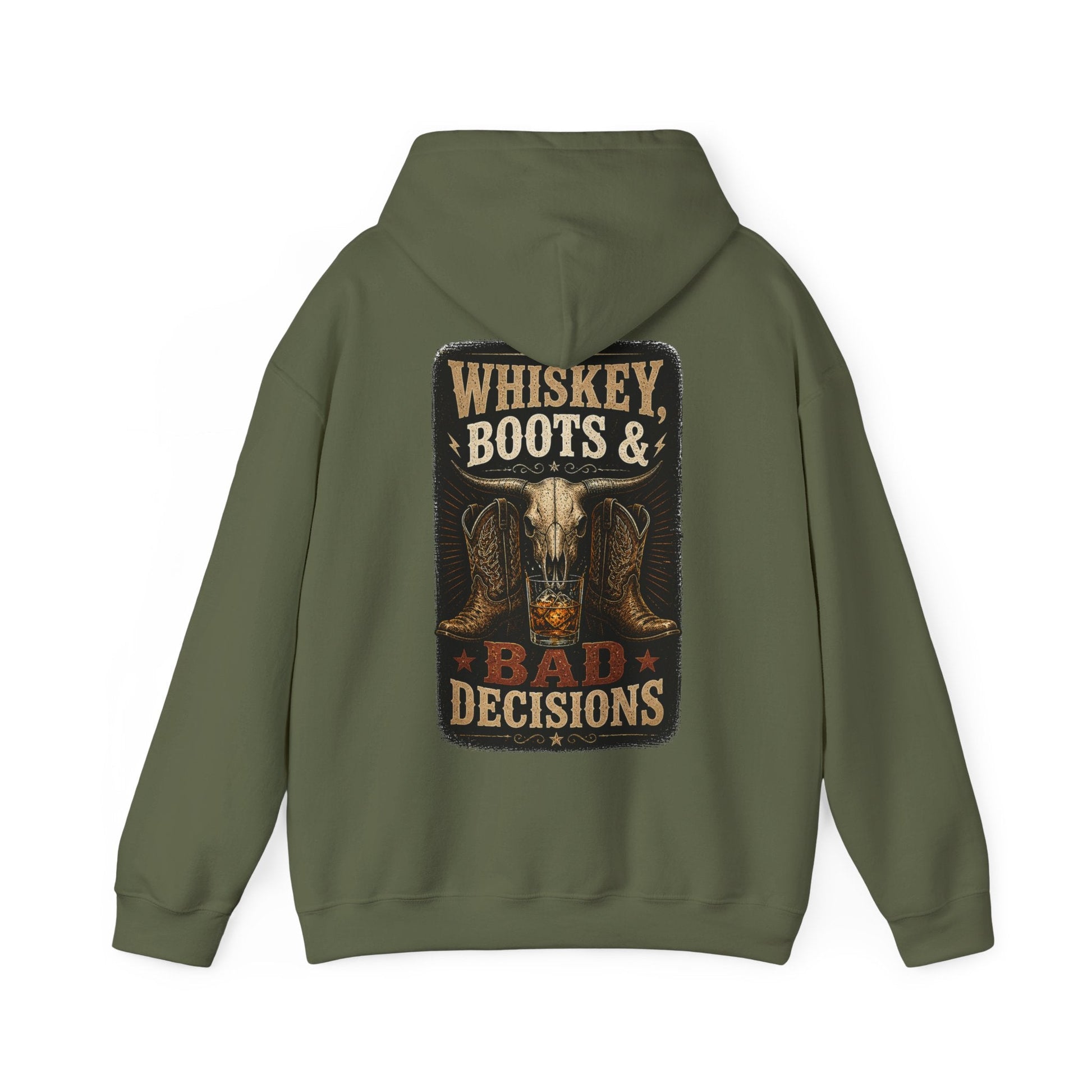 Whiskey, Boots & Bad Decisions Hoodie - SJM Print Store