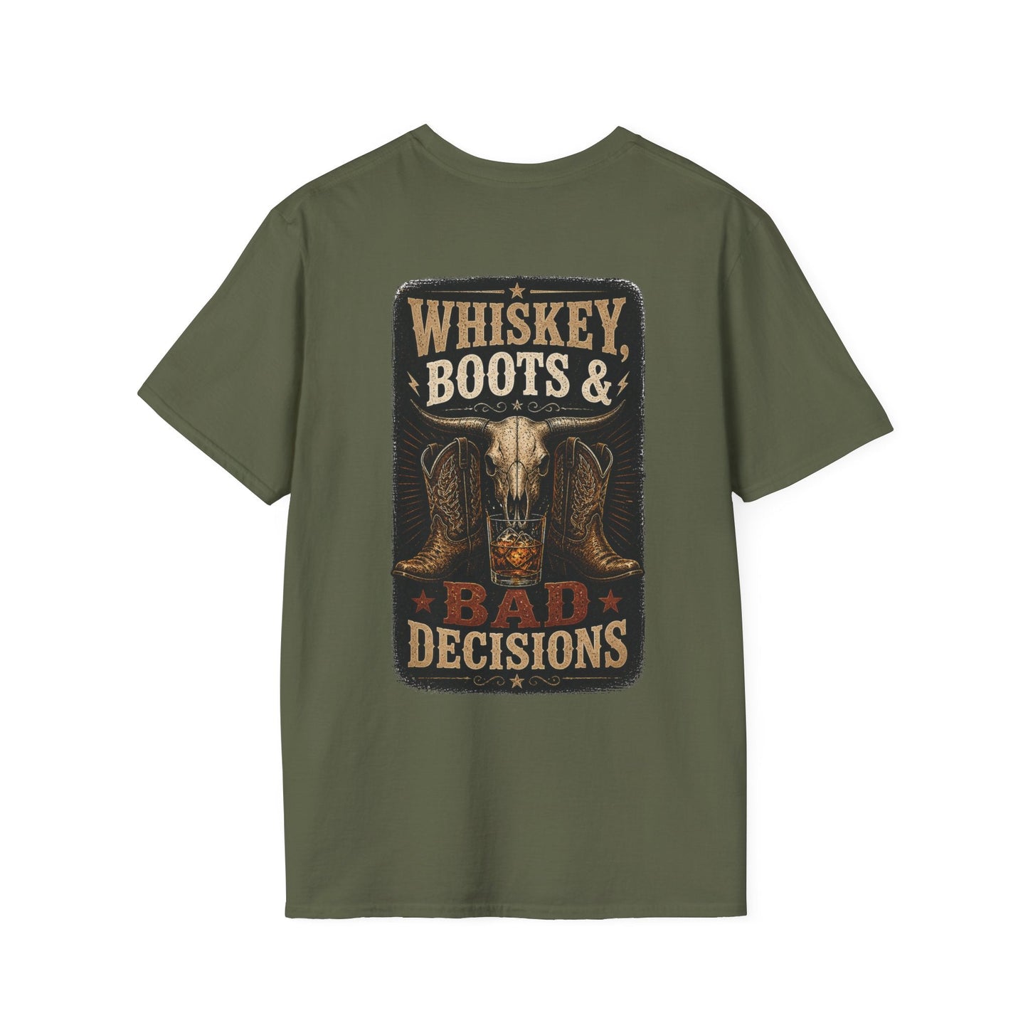 Whiskey, Boots Bad Decisions Western Graphic Tee - SJM Print Store
