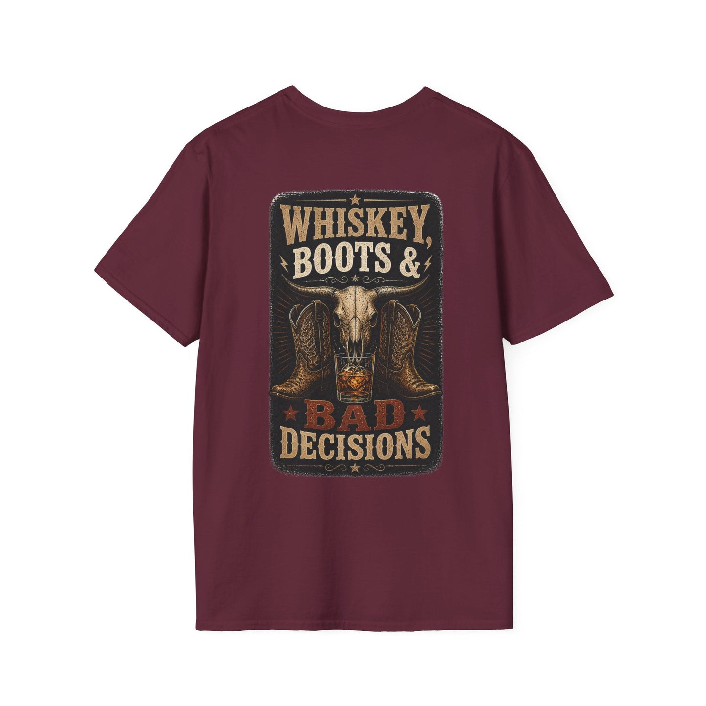 Whiskey, Boots Bad Decisions Western Graphic Tee - SJM Print Store