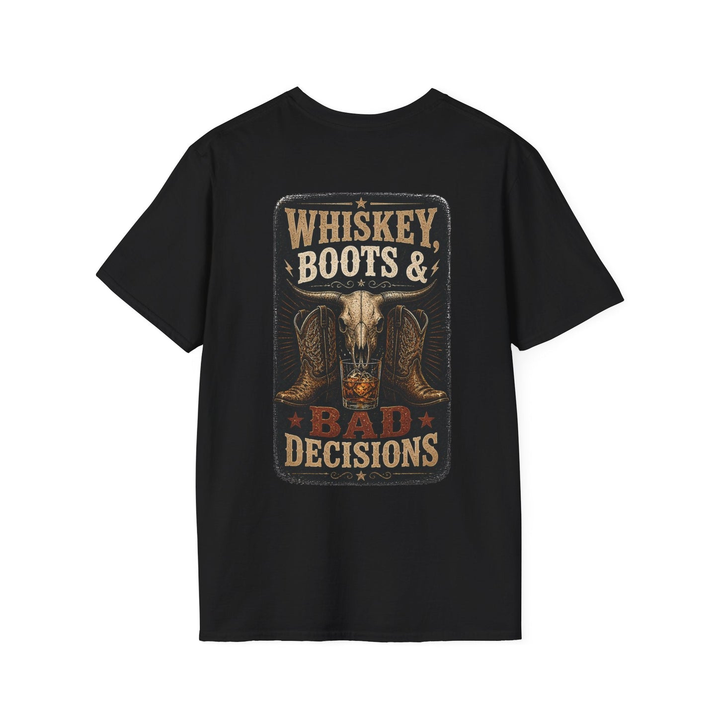 Whiskey, Boots Bad Decisions Western Graphic Tee - SJM Print Store