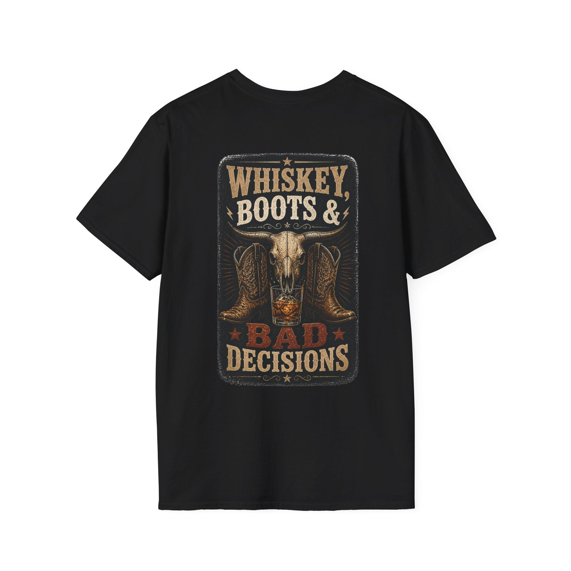 Whiskey, Boots Bad Decisions Western Graphic Tee - SJM Print Store
