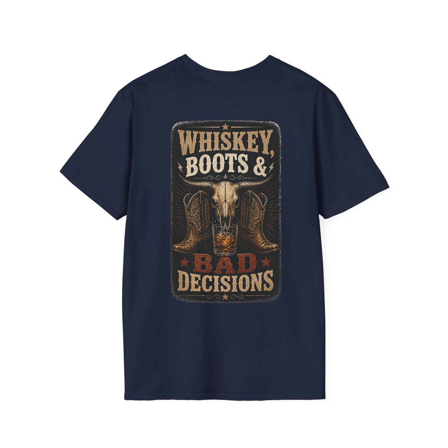 Whiskey, Boots Bad Decisions Western Graphic Tee - SJM Print Store