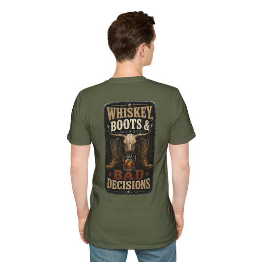 Whiskey, Boots Bad Decisions Western Graphic Tee - SJM Print Store