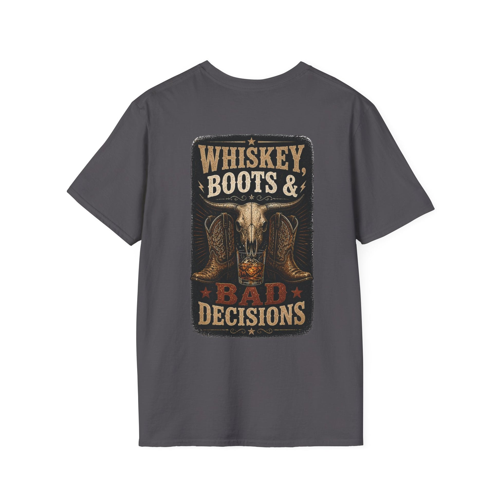 Whiskey, Boots Bad Decisions Western Graphic Tee - SJM Print Store