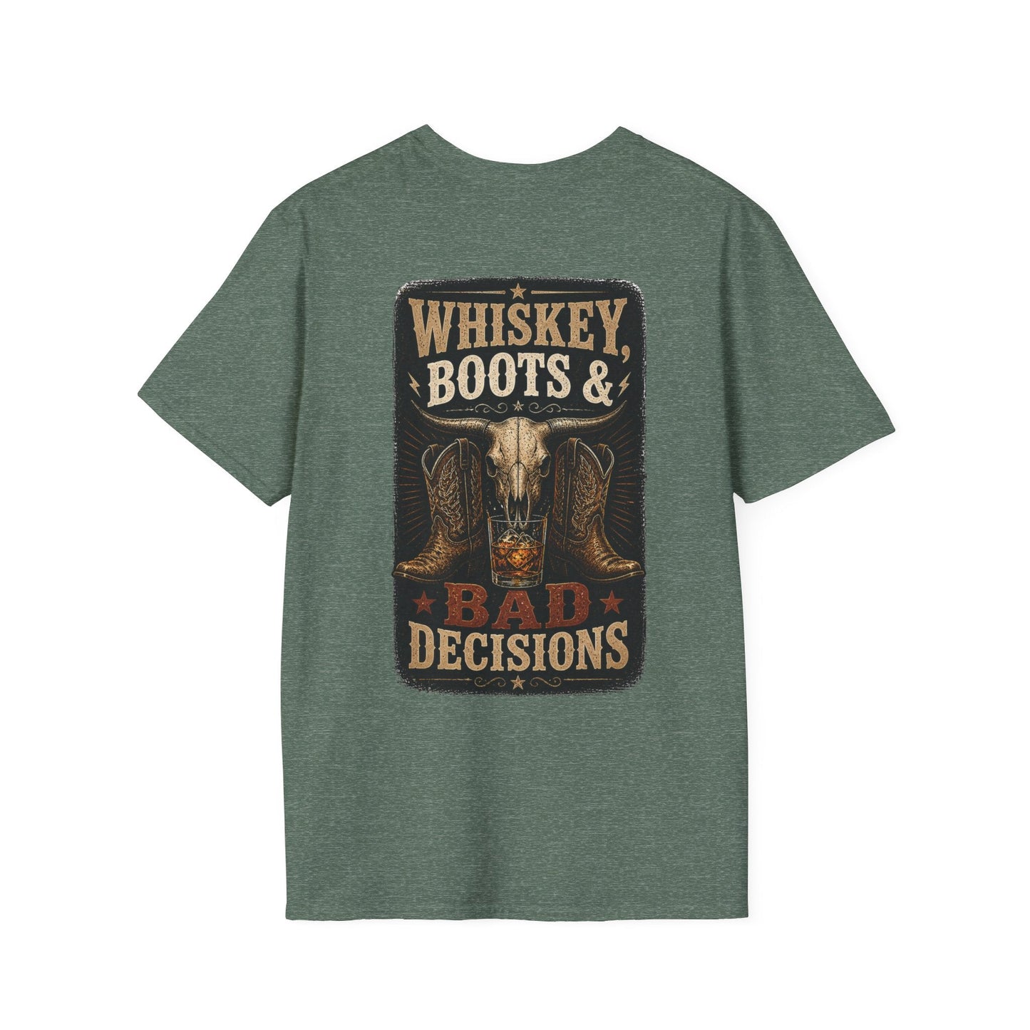 Whiskey, Boots Bad Decisions Western Graphic Tee - SJM Print Store