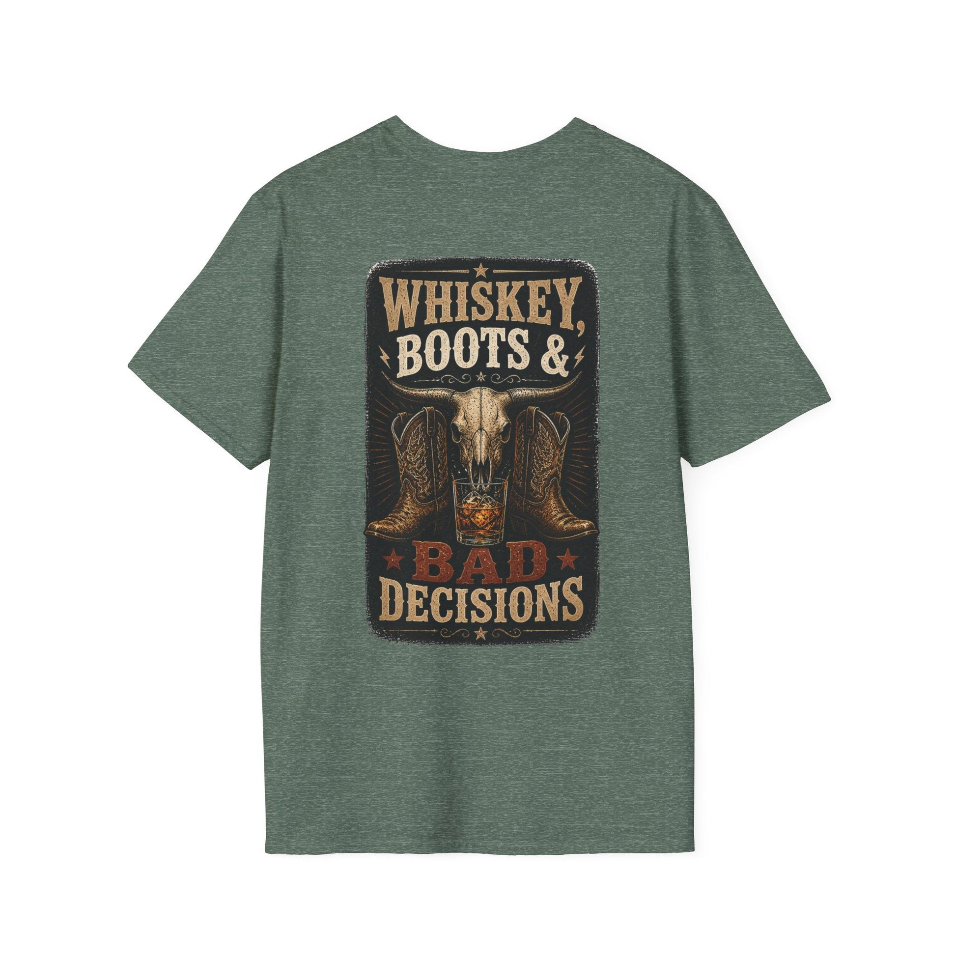 Whiskey, Boots Bad Decisions Western Graphic Tee - SJM Print Store