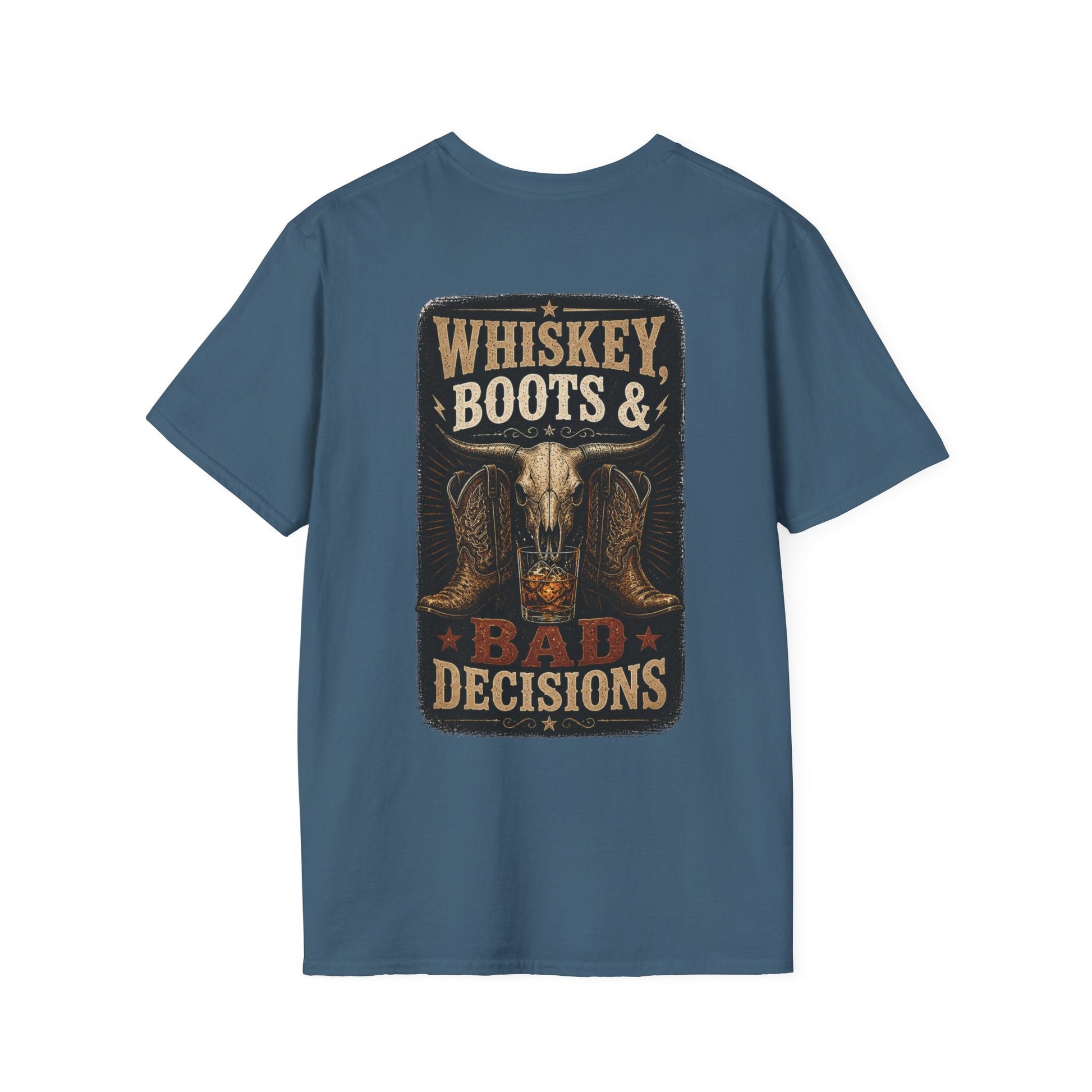 Whiskey, Boots Bad Decisions Western Graphic Tee - SJM Print Store