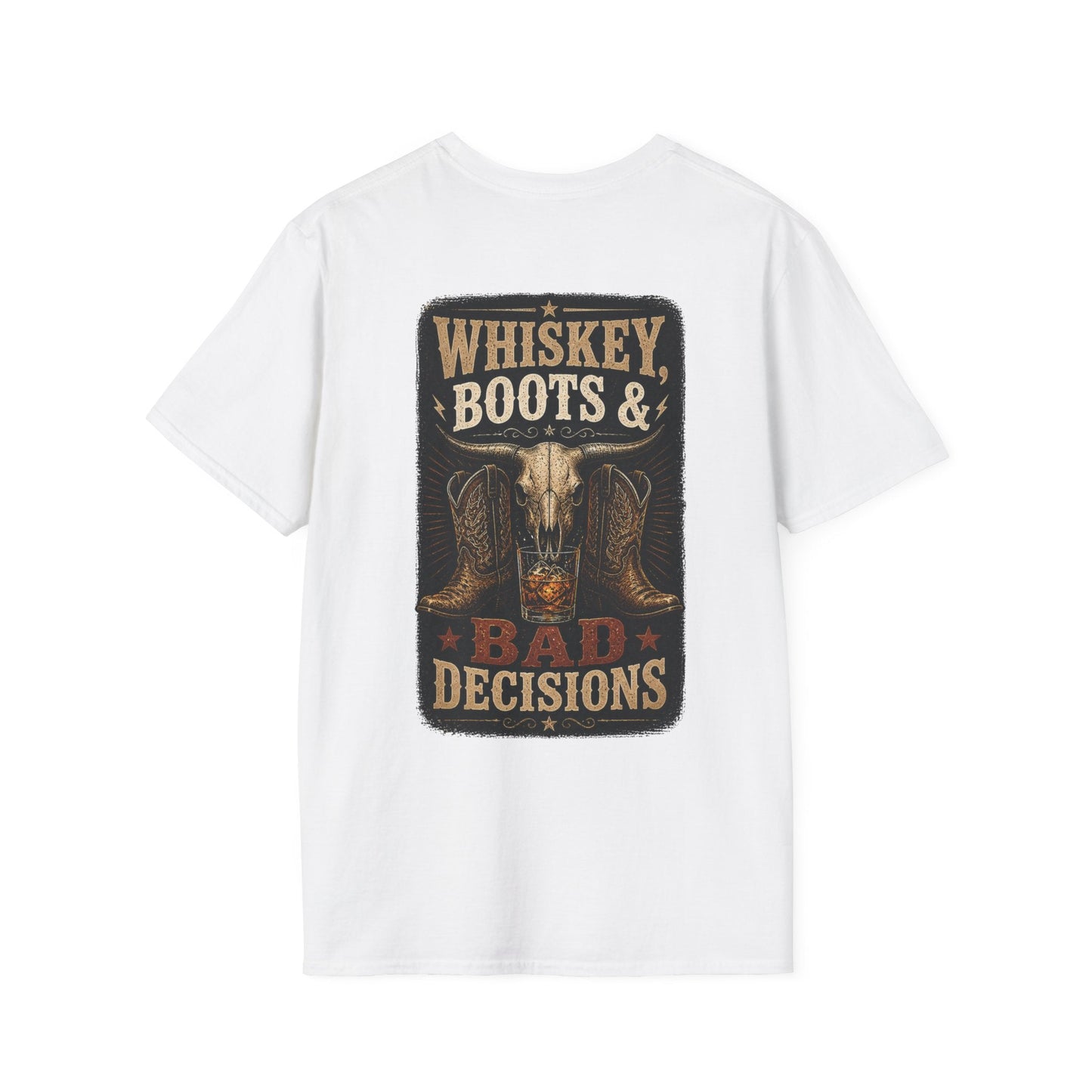 Whiskey, Boots Bad Decisions Western Graphic Tee - SJM Print Store