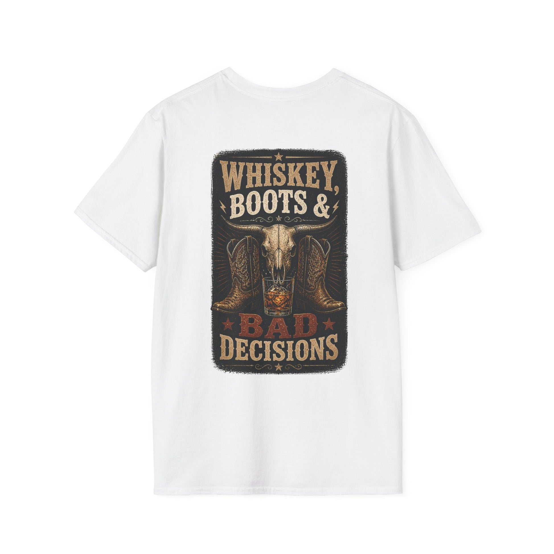 Whiskey, Boots Bad Decisions Western Graphic Tee - SJM Print Store