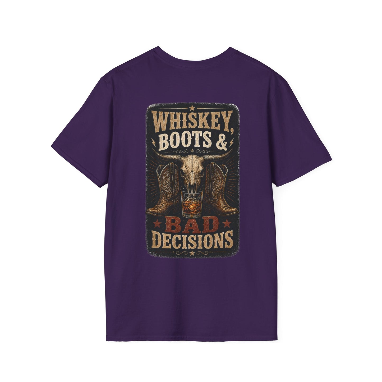 Whiskey, Boots Bad Decisions Western Graphic Tee - SJM Print Store