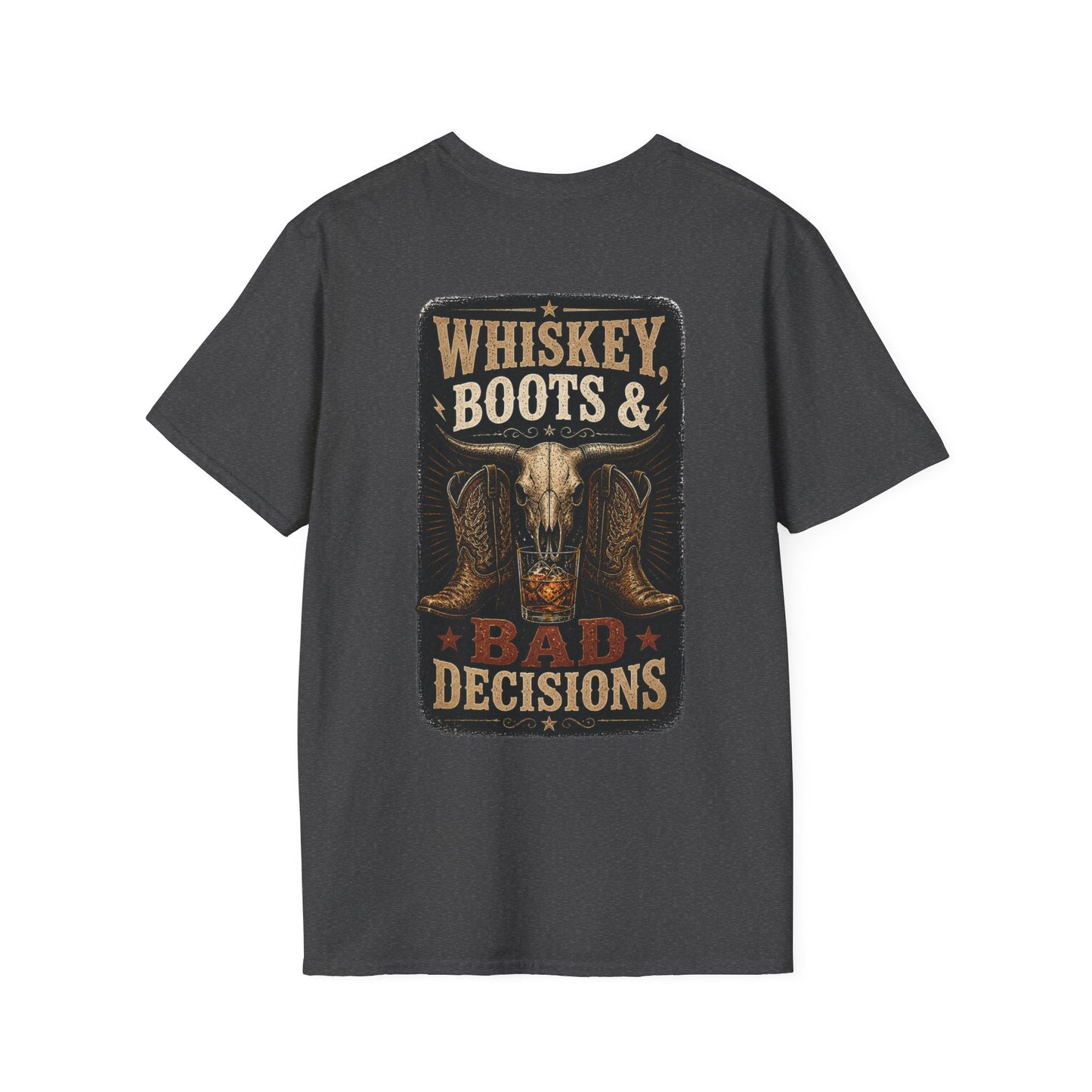 Whiskey, Boots Bad Decisions Western Graphic Tee - SJM Print Store
