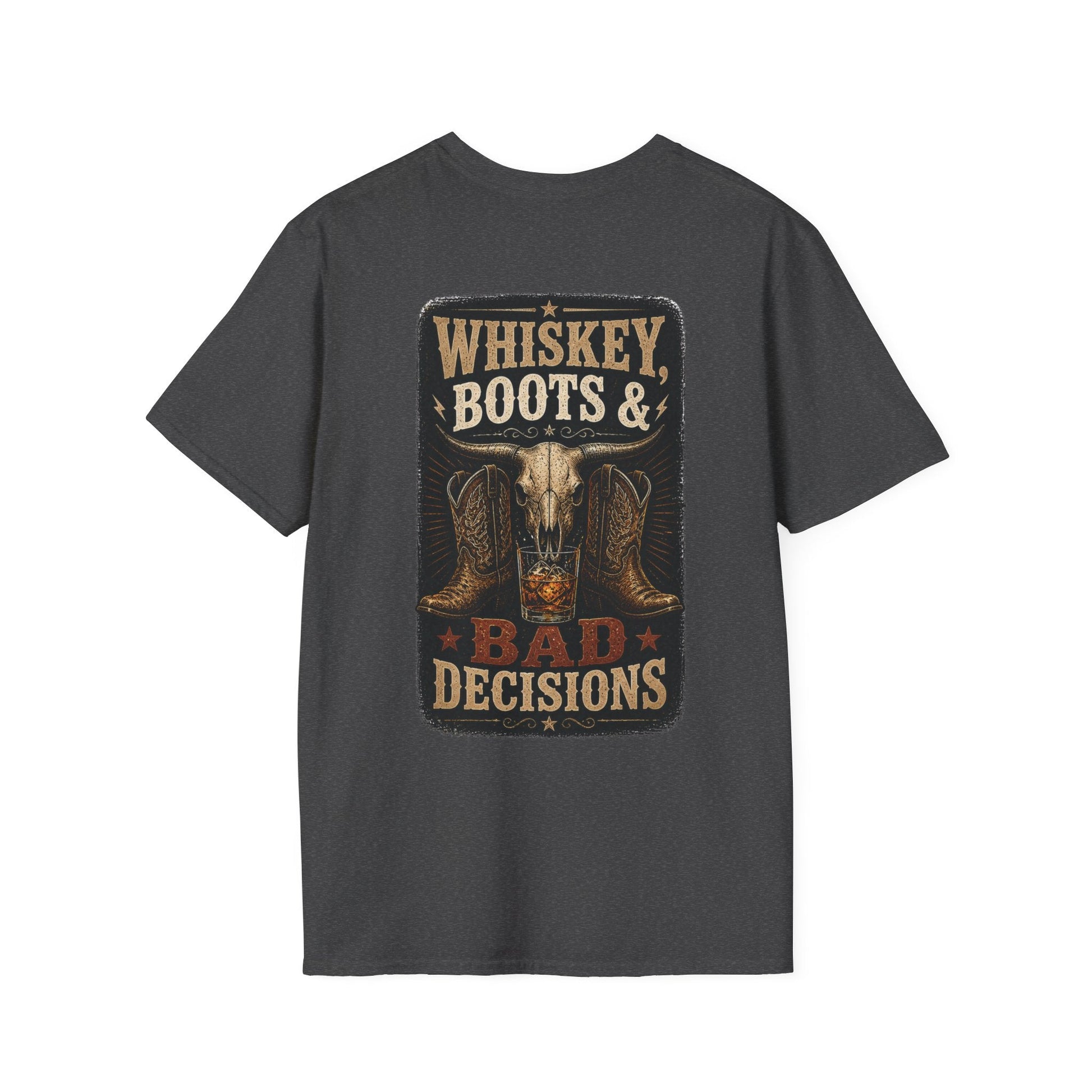 Whiskey, Boots Bad Decisions Western Graphic Tee - SJM Print Store