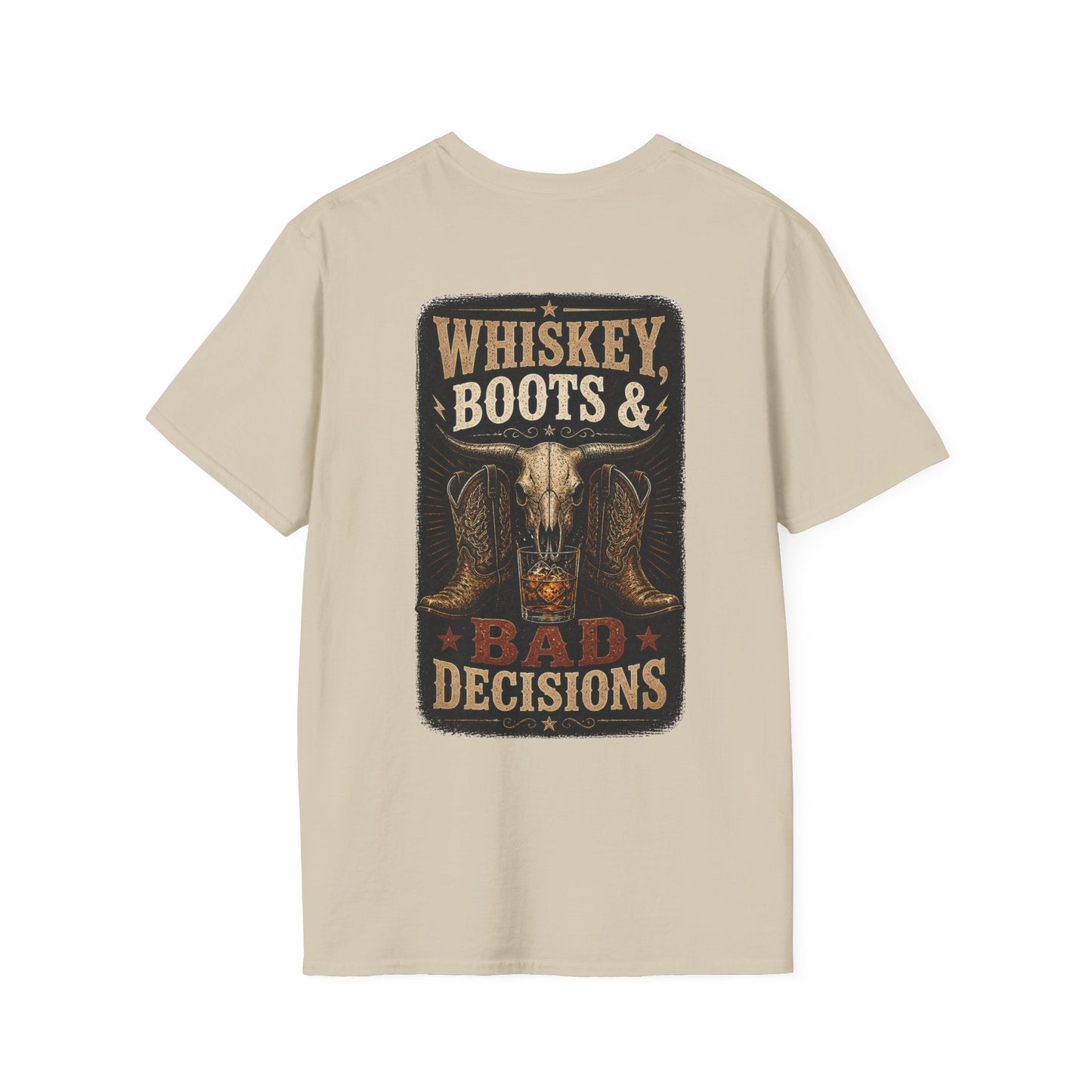 Whiskey, Boots Bad Decisions Western Graphic Tee - SJM Print Store