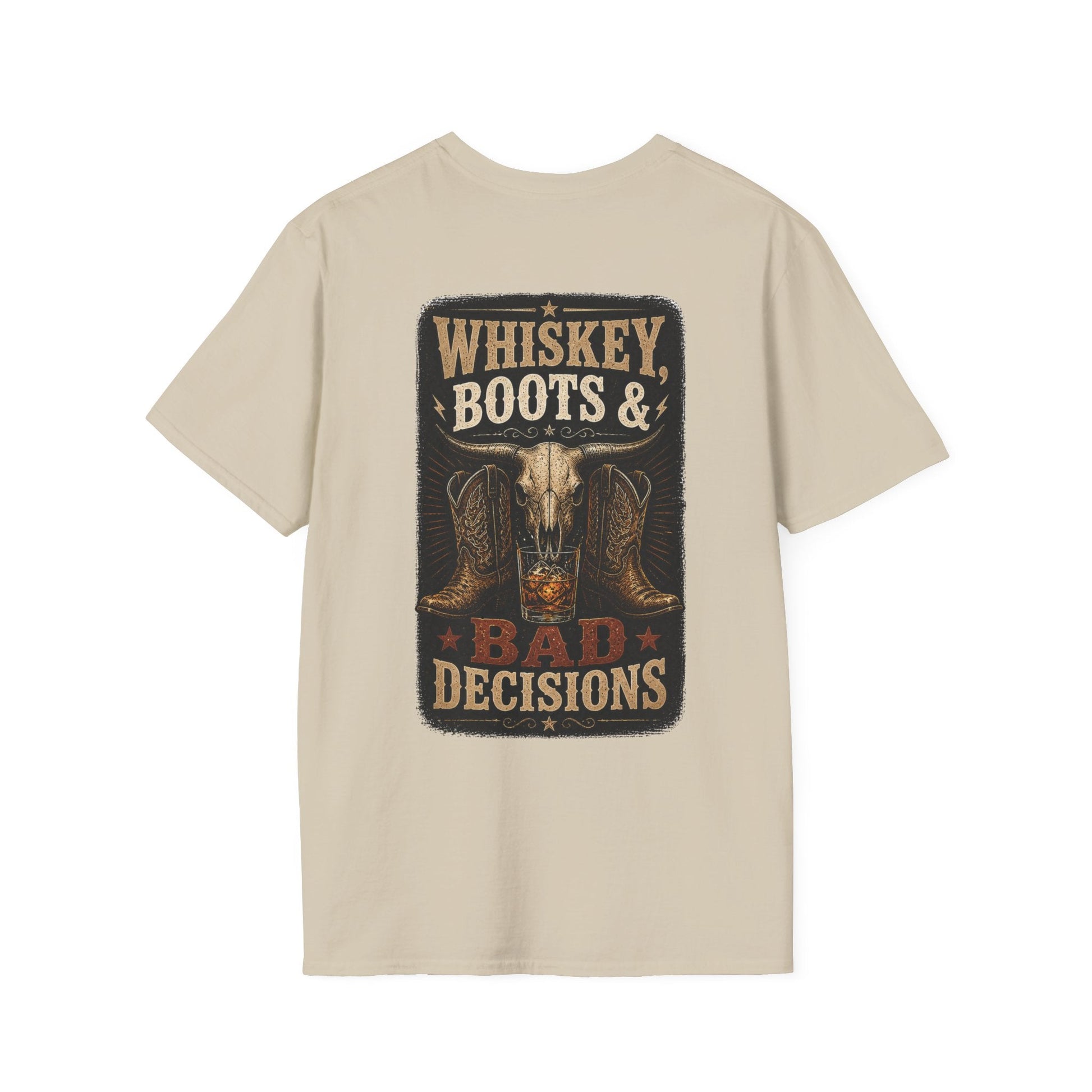 Whiskey, Boots Bad Decisions Western Graphic Tee - SJM Print Store