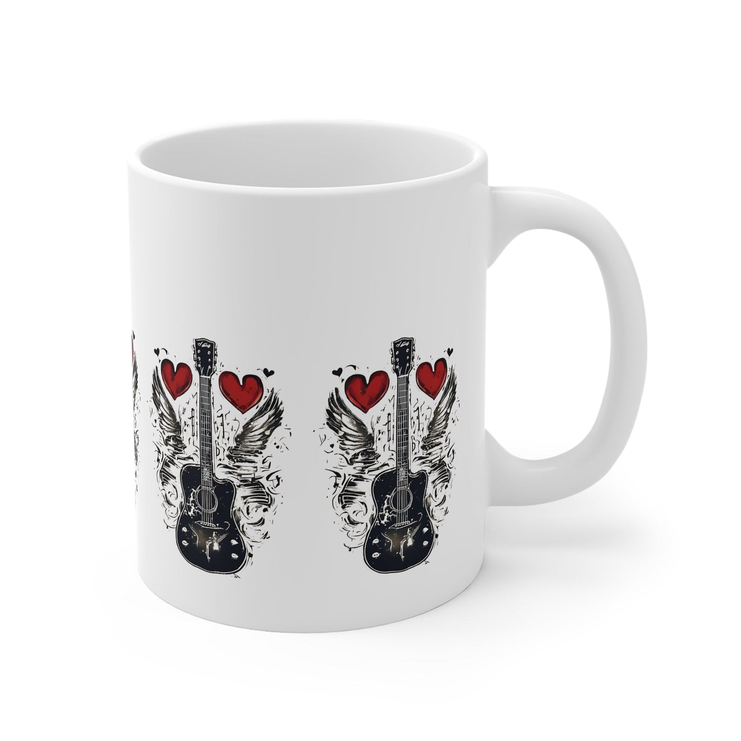 Winged Guitar with Heart Graphic Mug - SJM Print Store