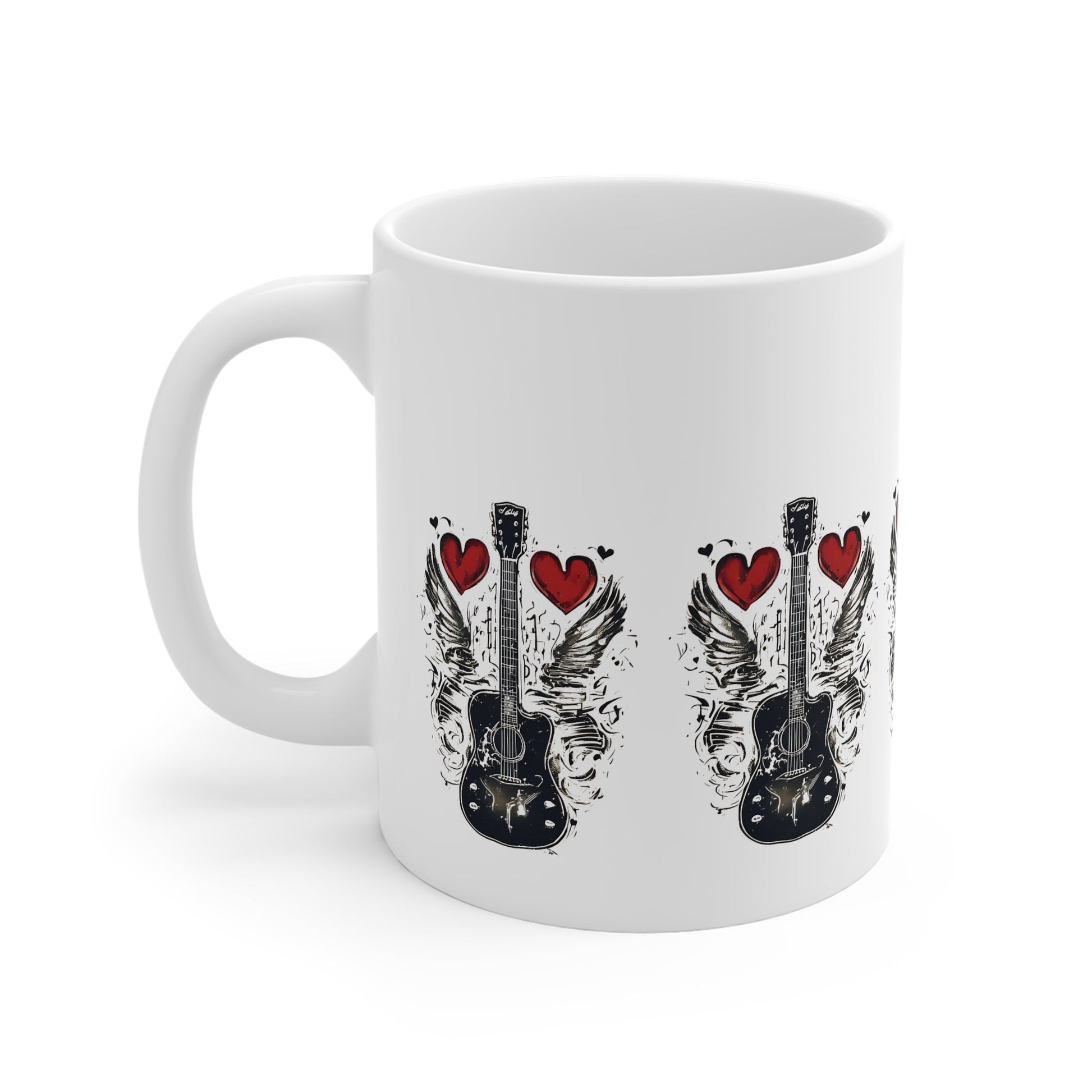 Winged Guitar with Heart Graphic Mug - SJM Print Store