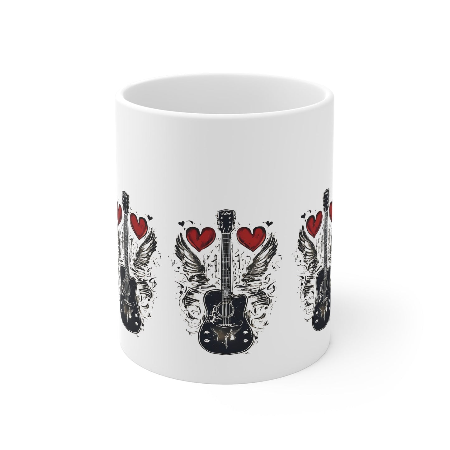 Winged Guitar with Heart Graphic Mug - SJM Print Store