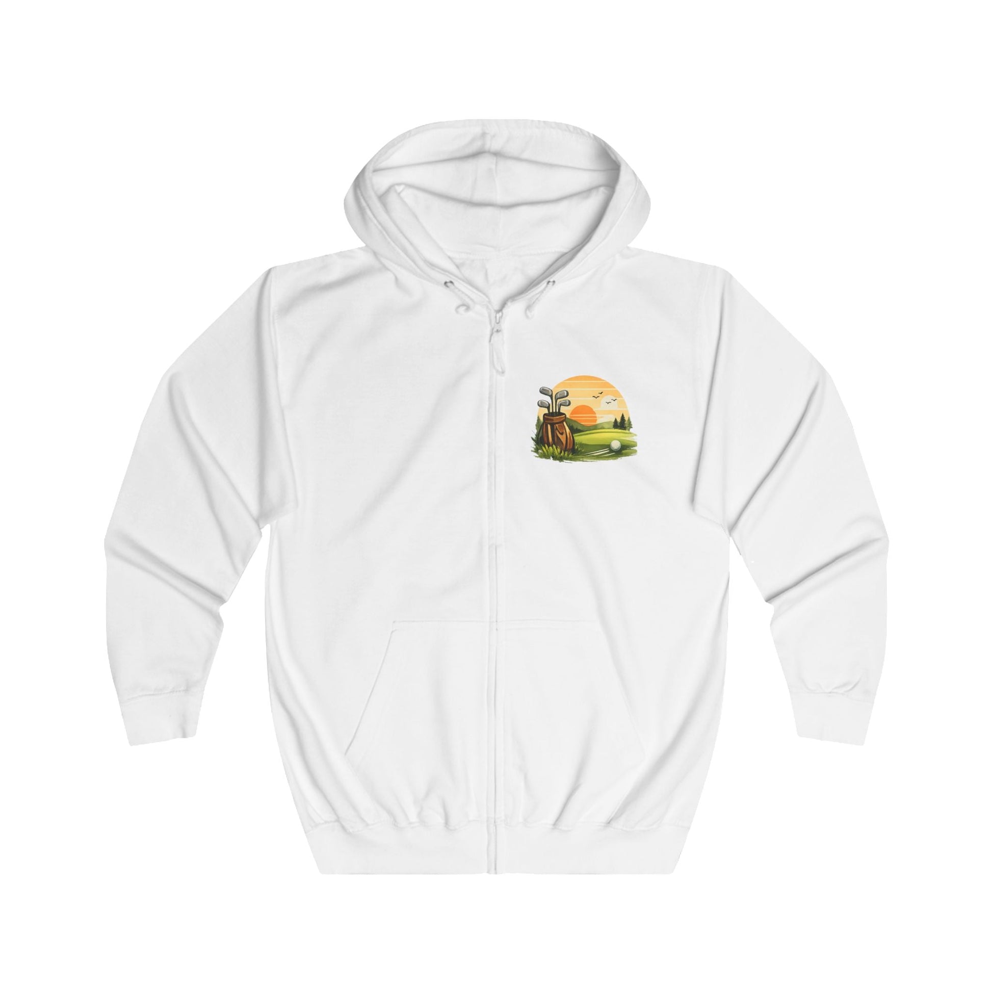 Zip Hoodie with Vintage Look Golf Sunset Graphic - SJM Print Store