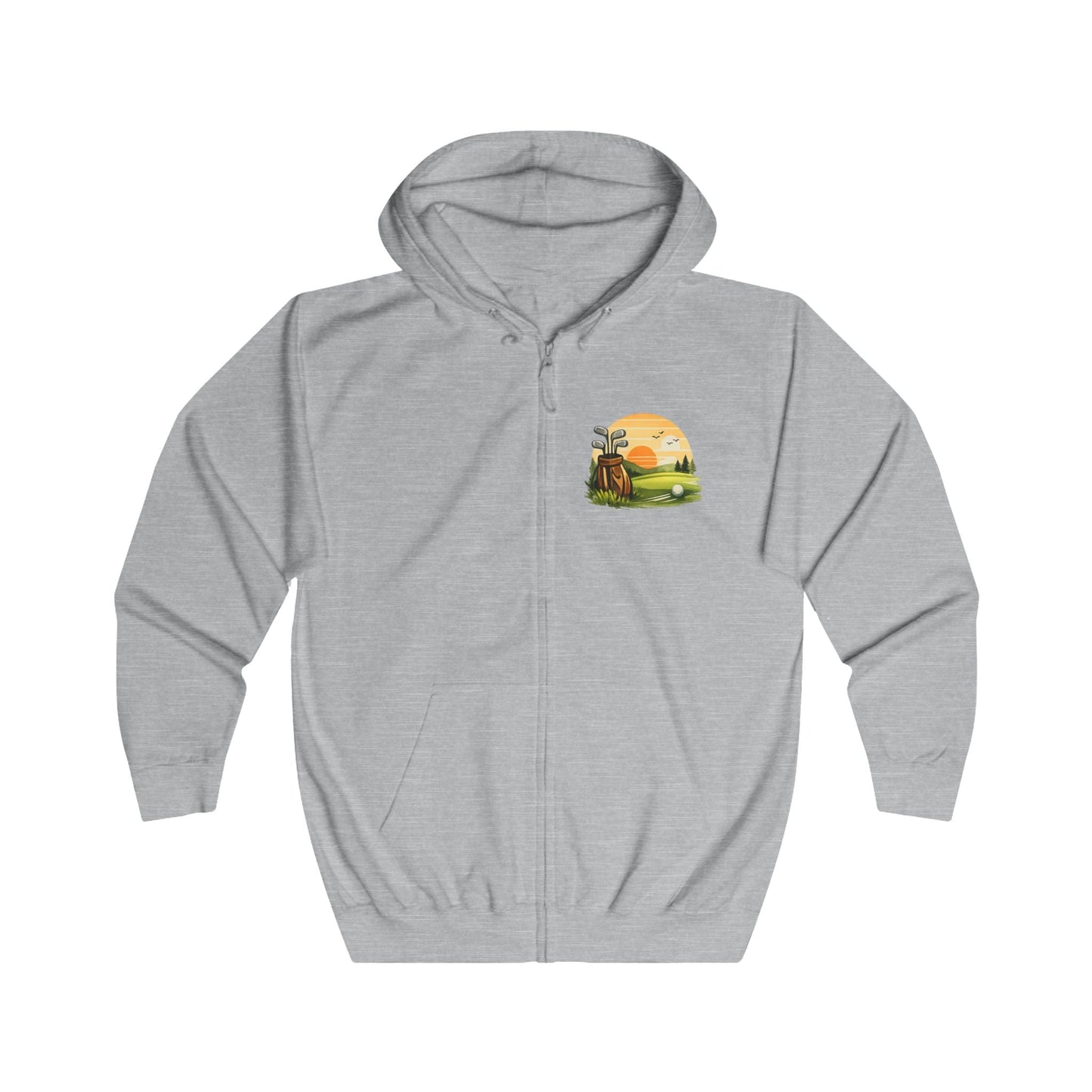 Zip Hoodie with Vintage Look Golf Sunset Graphic - SJM Print Store