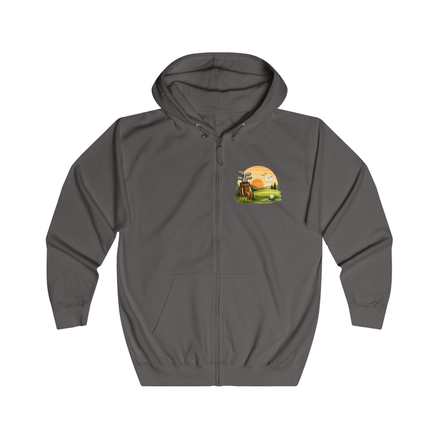 Zip Hoodie with Vintage Look Golf Sunset Graphic - SJM Print Store