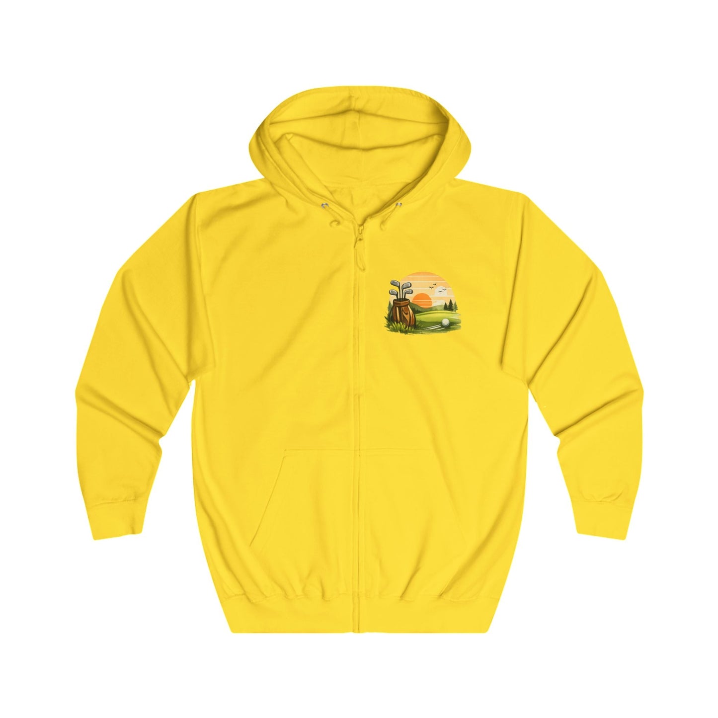Zip Hoodie with Vintage Look Golf Sunset Graphic - SJM Print Store