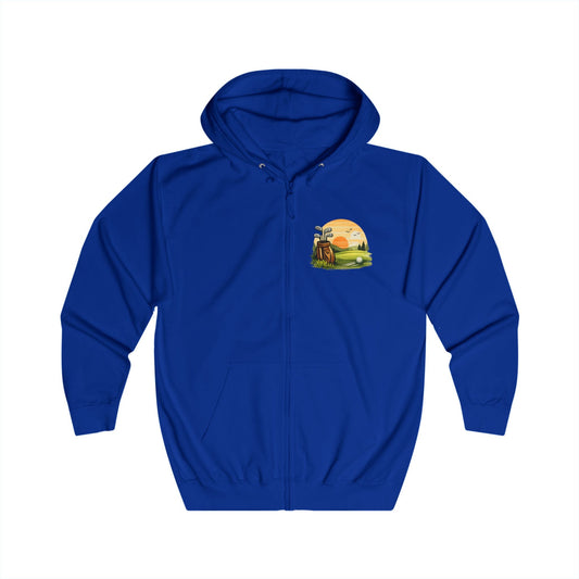 Zip Hoodie with Vintage Look Golf Sunset Graphic - SJM Print Store